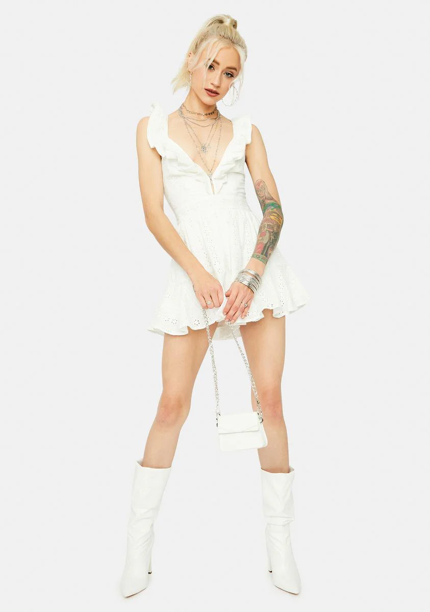 Cuz Ur Cute Sleeveless Eyelet Ruffle Trim Romper - Image 3