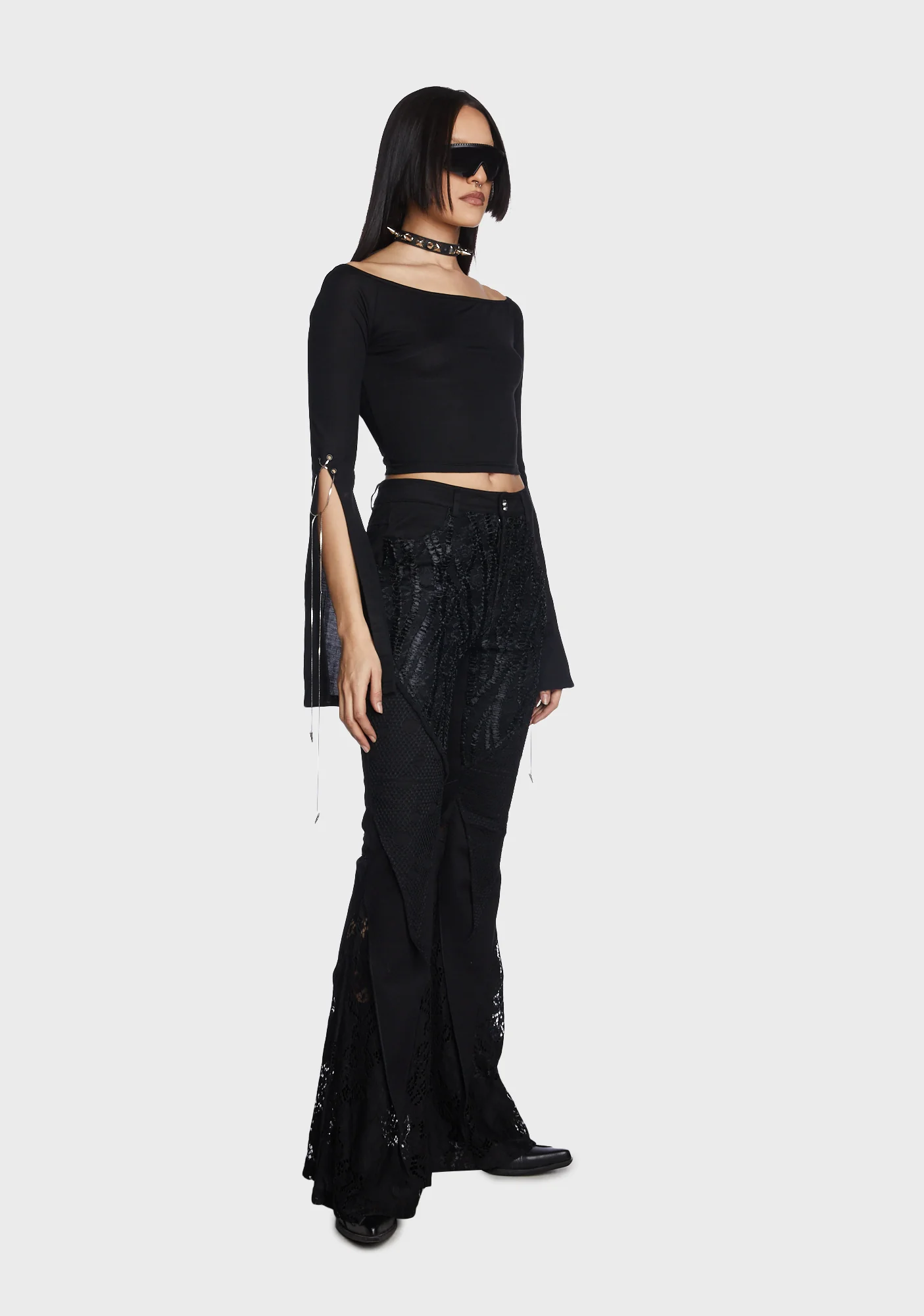Daily Goth Sexy Off Shoulder Sleeve T-Shirt - Image 4