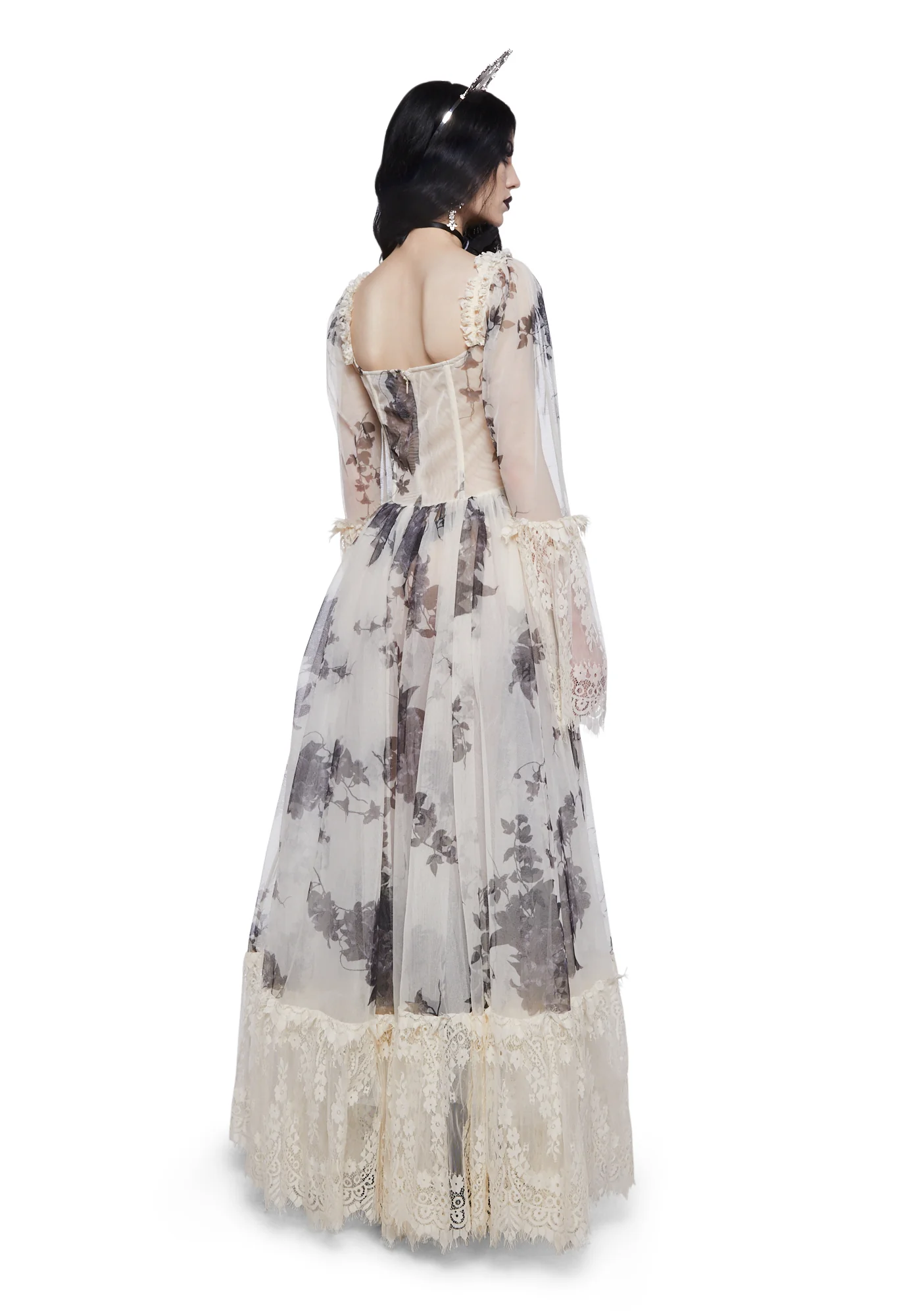 Dance With Death Maxi Dress - Ivory Floral - Image 4