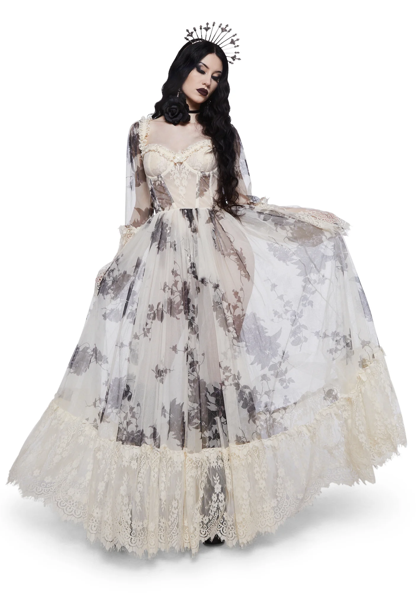 Dance With Death Maxi Dress - Ivory Floral - Image 5