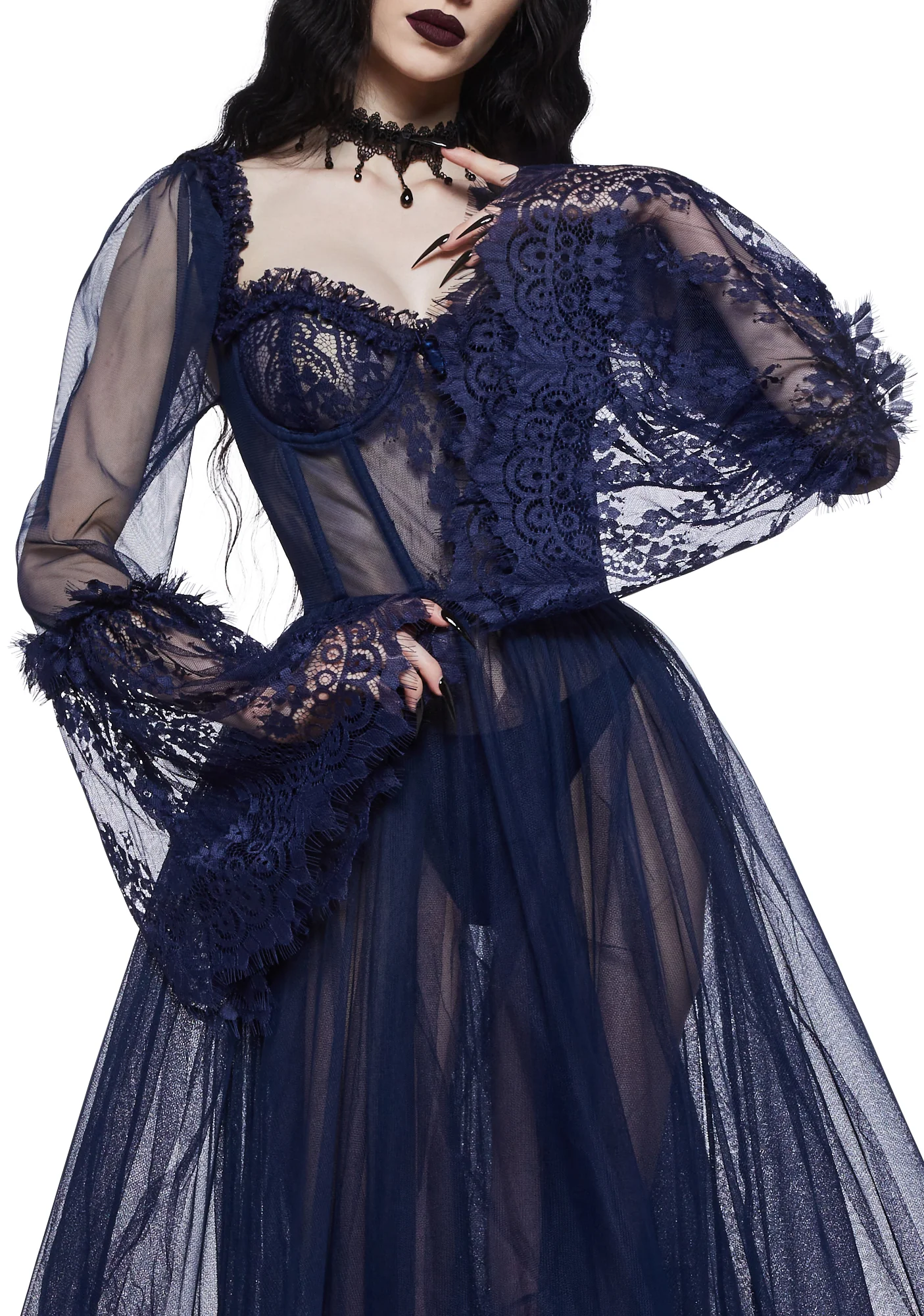 Dance With Death Maxi Dress - Navy - Image 2