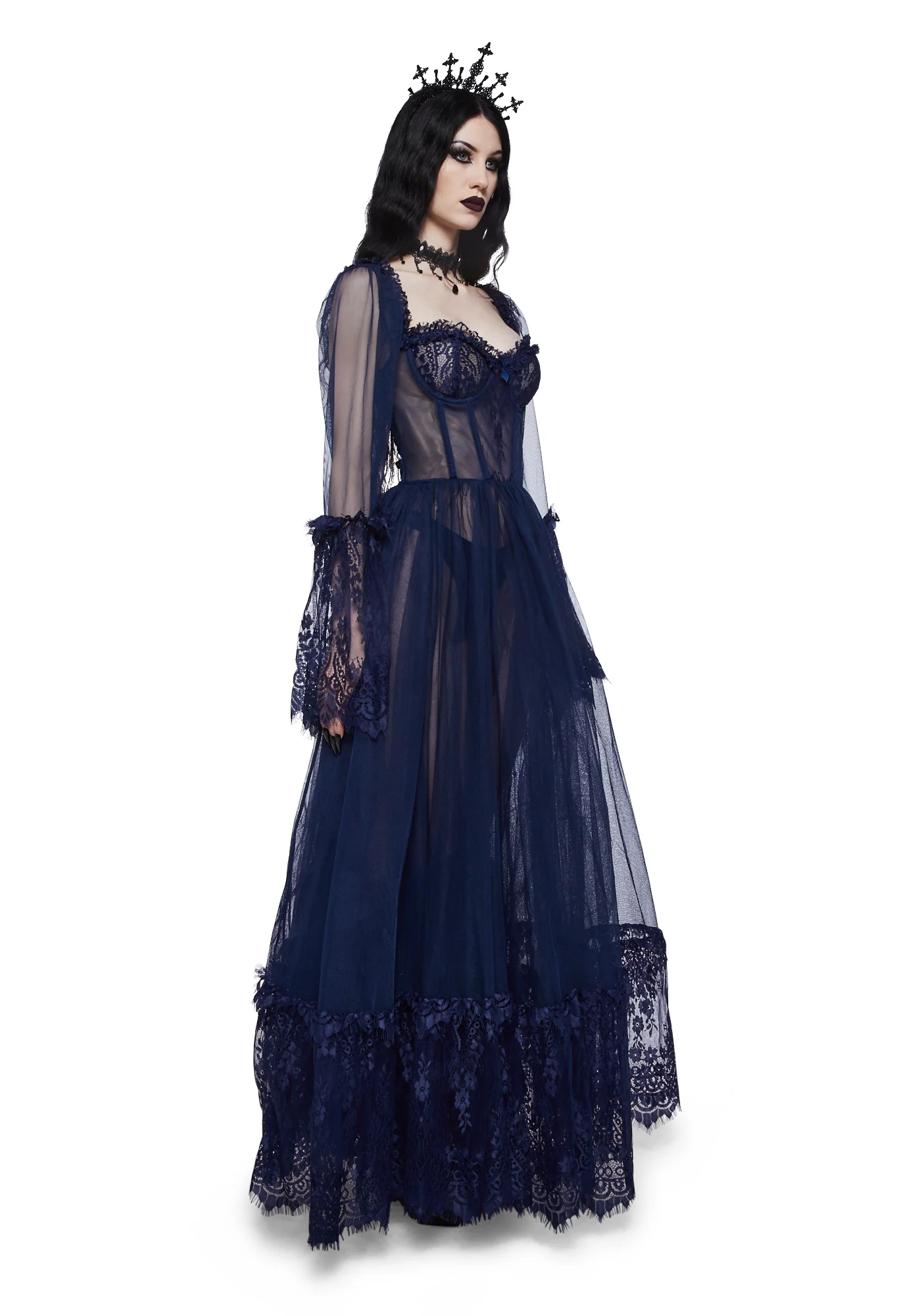 Dance With Death Maxi Dress - Navy - Image 3