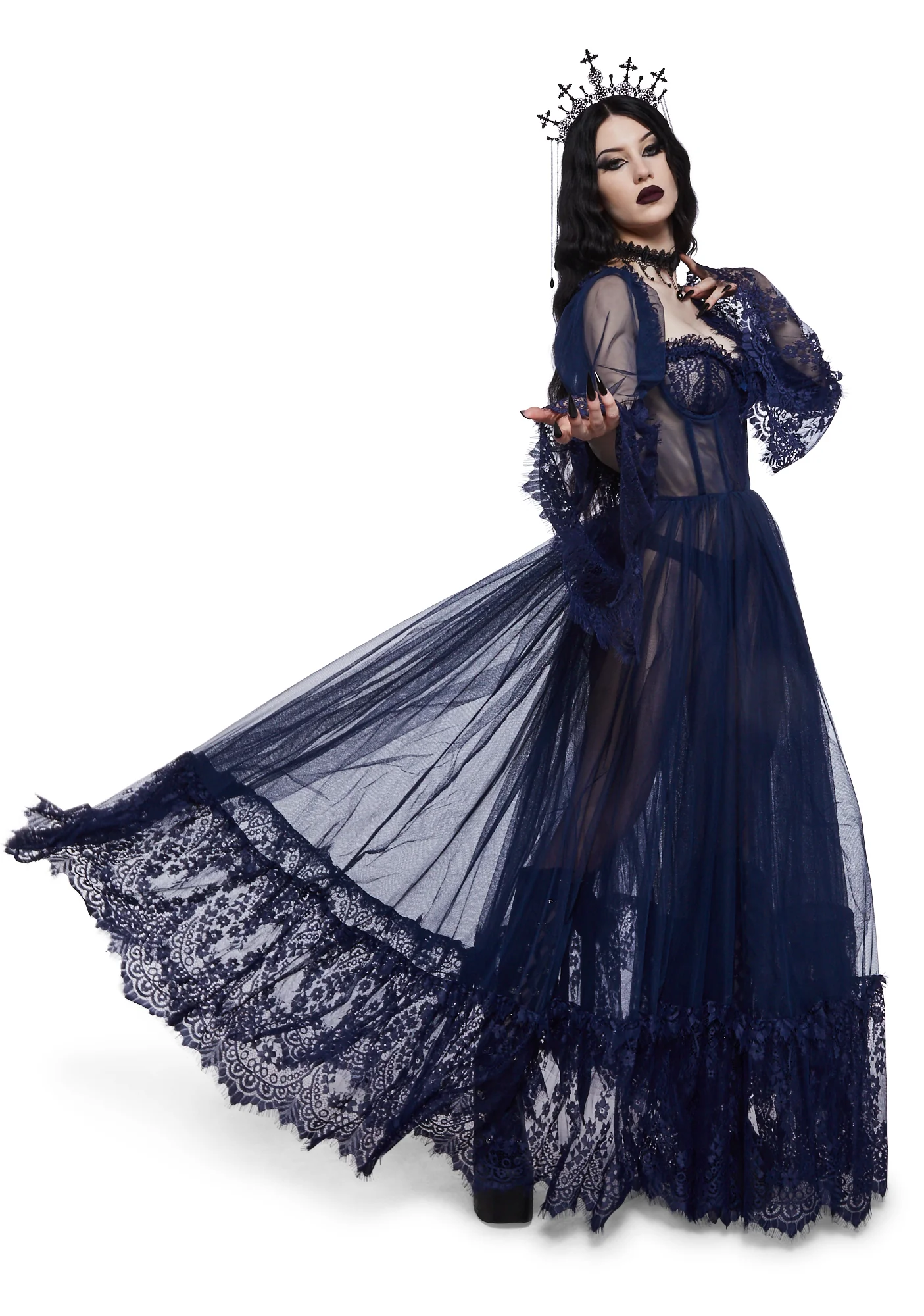 Dance With Death Maxi Dress - Navy - Image 5