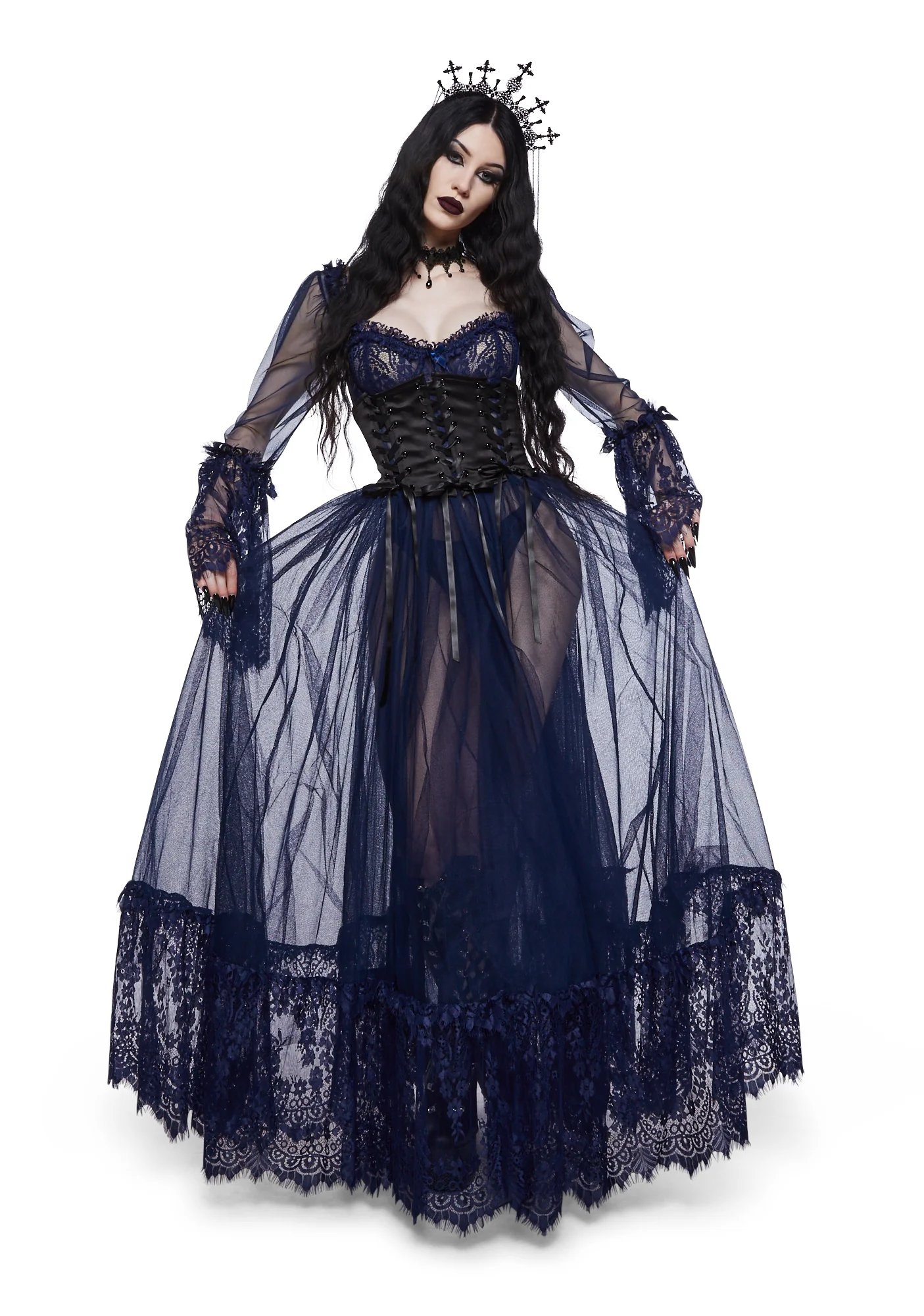 Dance With Death Maxi Dress - Navy - Image 6