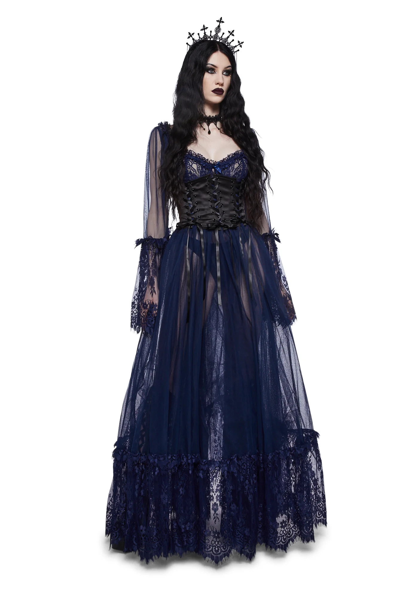 Dance With Death Maxi Dress - Navy - Image 7