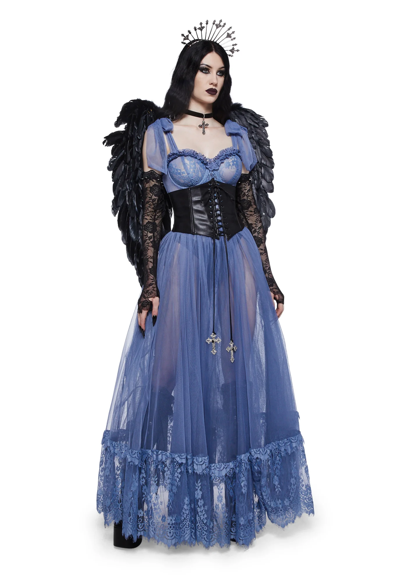 Dance With Death Sleeveless Maxi Dress - Light Blue - Image 7