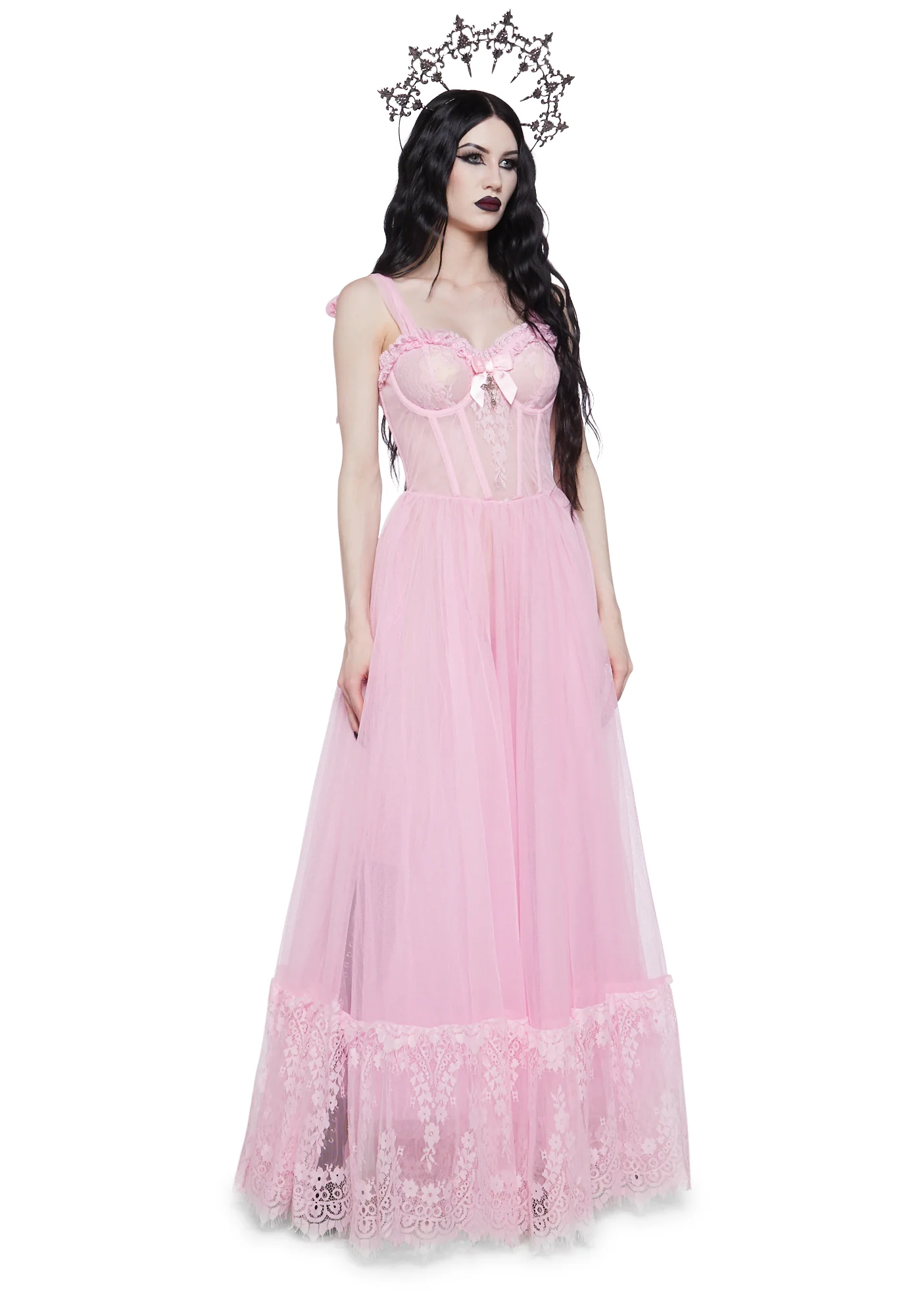 Dance With Death Sleeveless Maxi Dress - Pink - Image 2