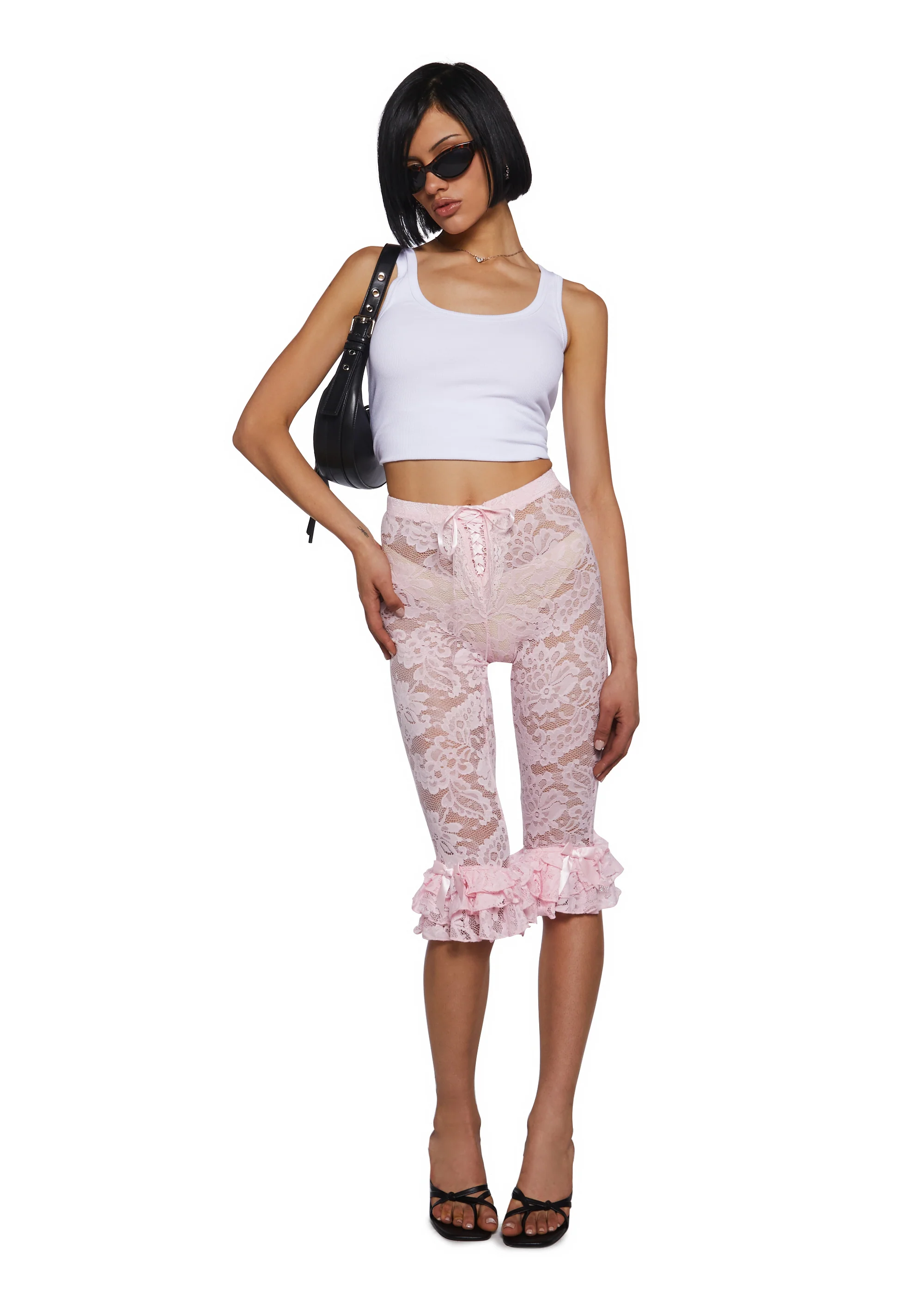 Daring Love Lace Capri Pants - Pink - Image 2