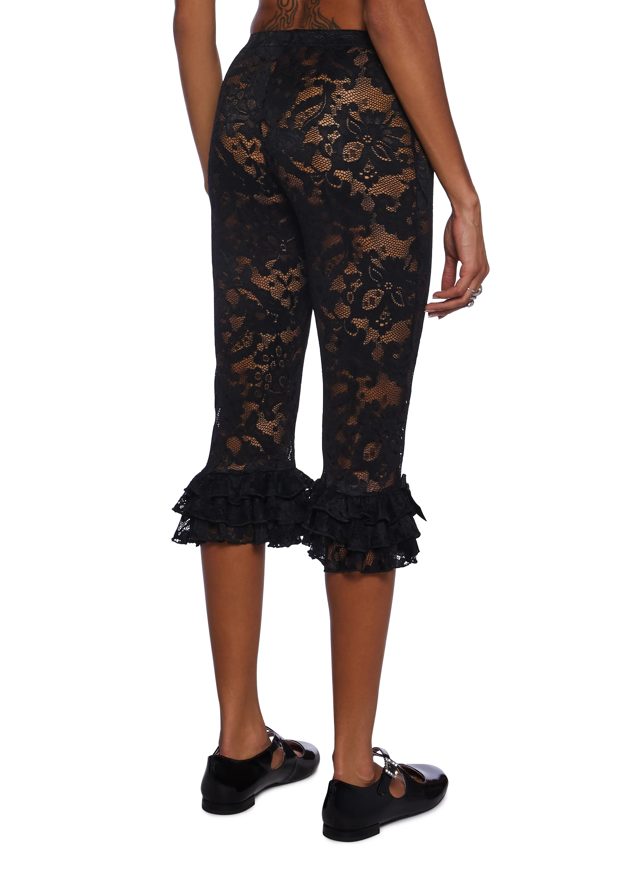 Daring Love Lace Capri Pants - Black - Image 5