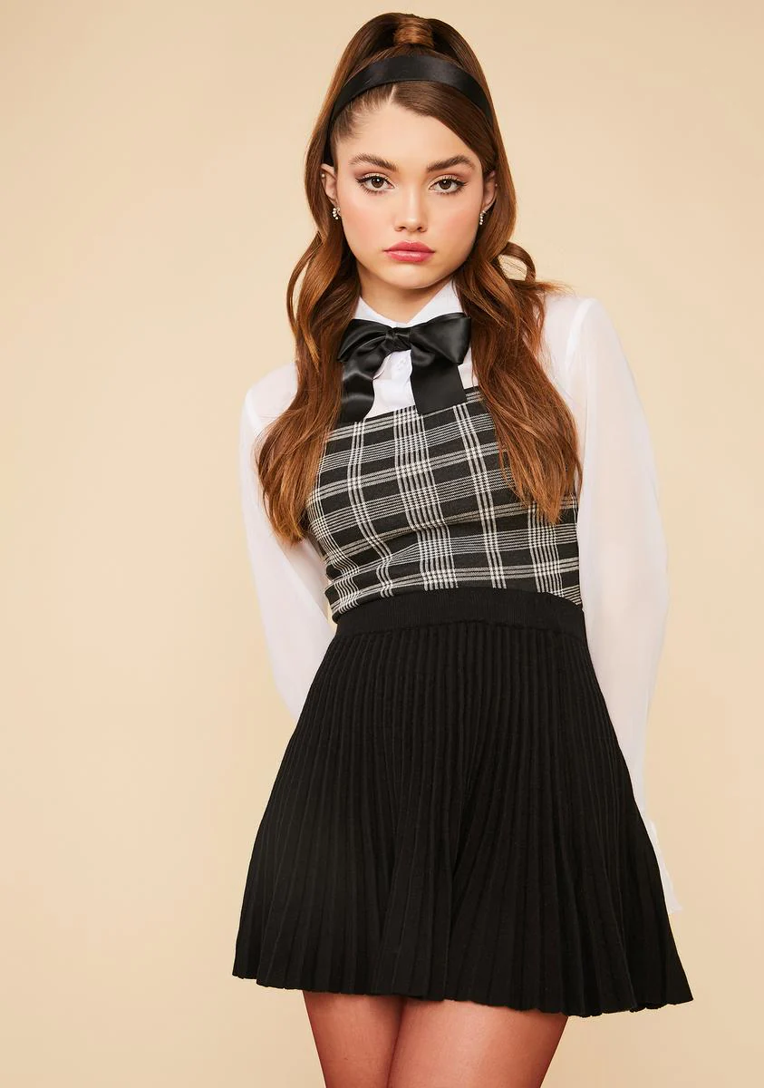 Dark Belong To Me Pleated Knit Mini Skirt - Image 2