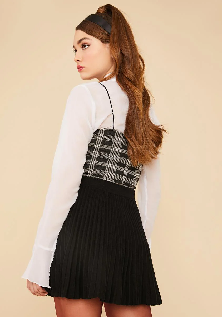 Dark Belong To Me Pleated Knit Mini Skirt - Image 4
