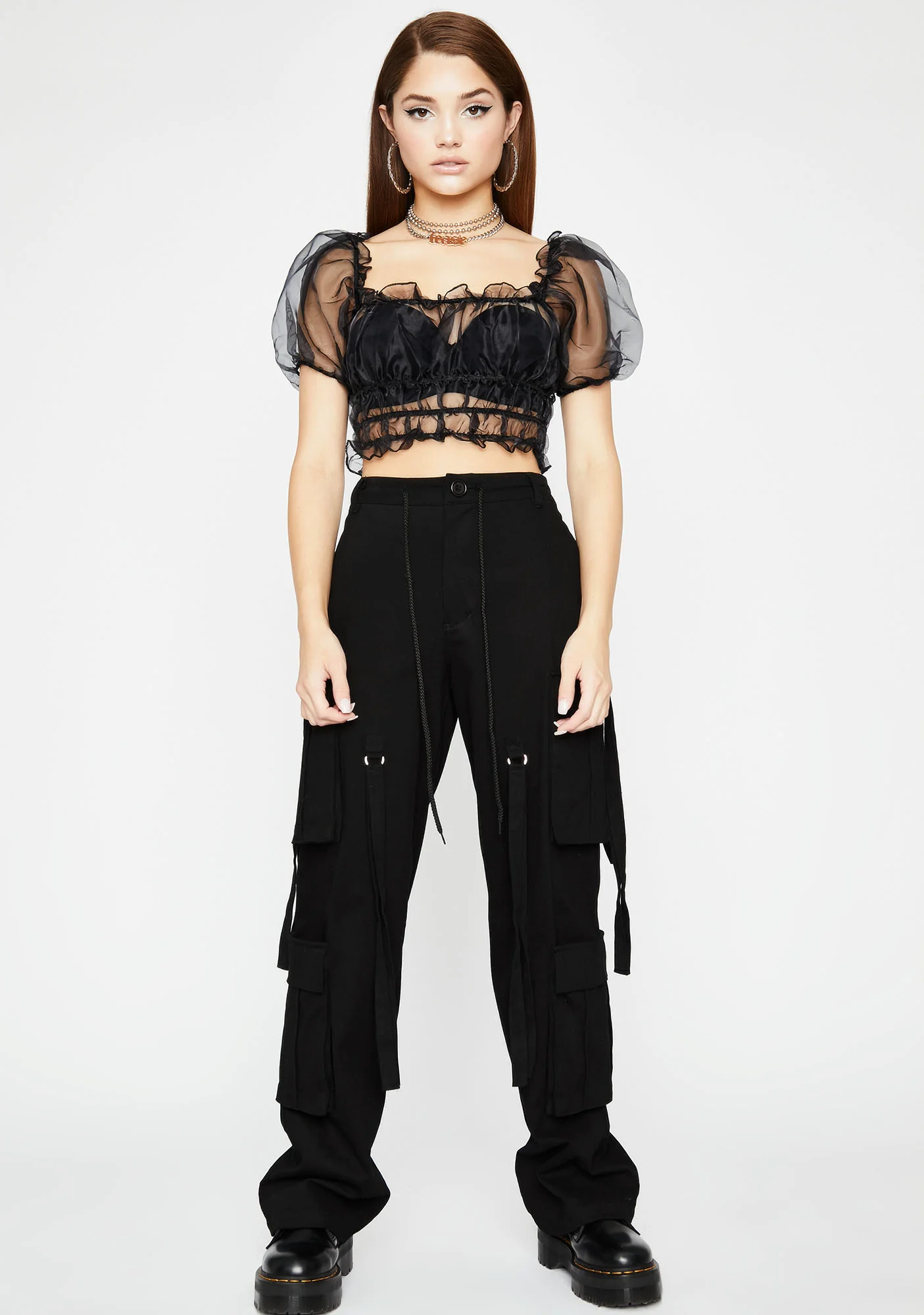 Dark Flashy N' Flirty Organza Top - Image 3