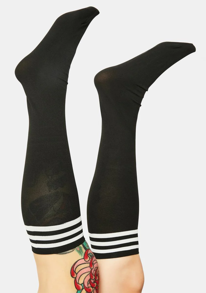 Dark Sporty Sass Stripe Knee High Socks - Image 2