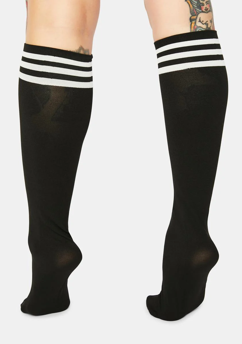 Dark Sporty Sass Stripe Knee High Socks - Image 3