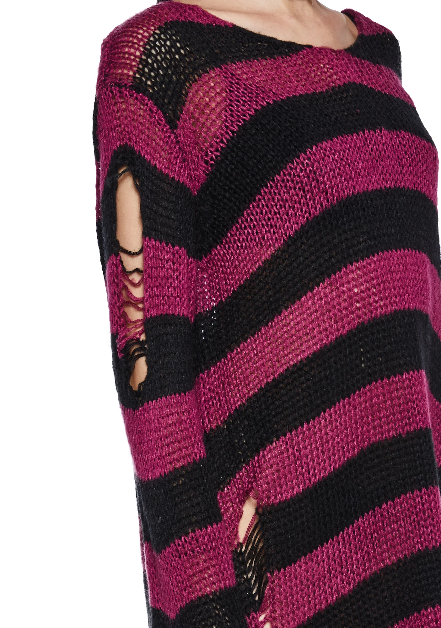 Darling Of Darkness Striped Sweater - Black/Purple - Image 5