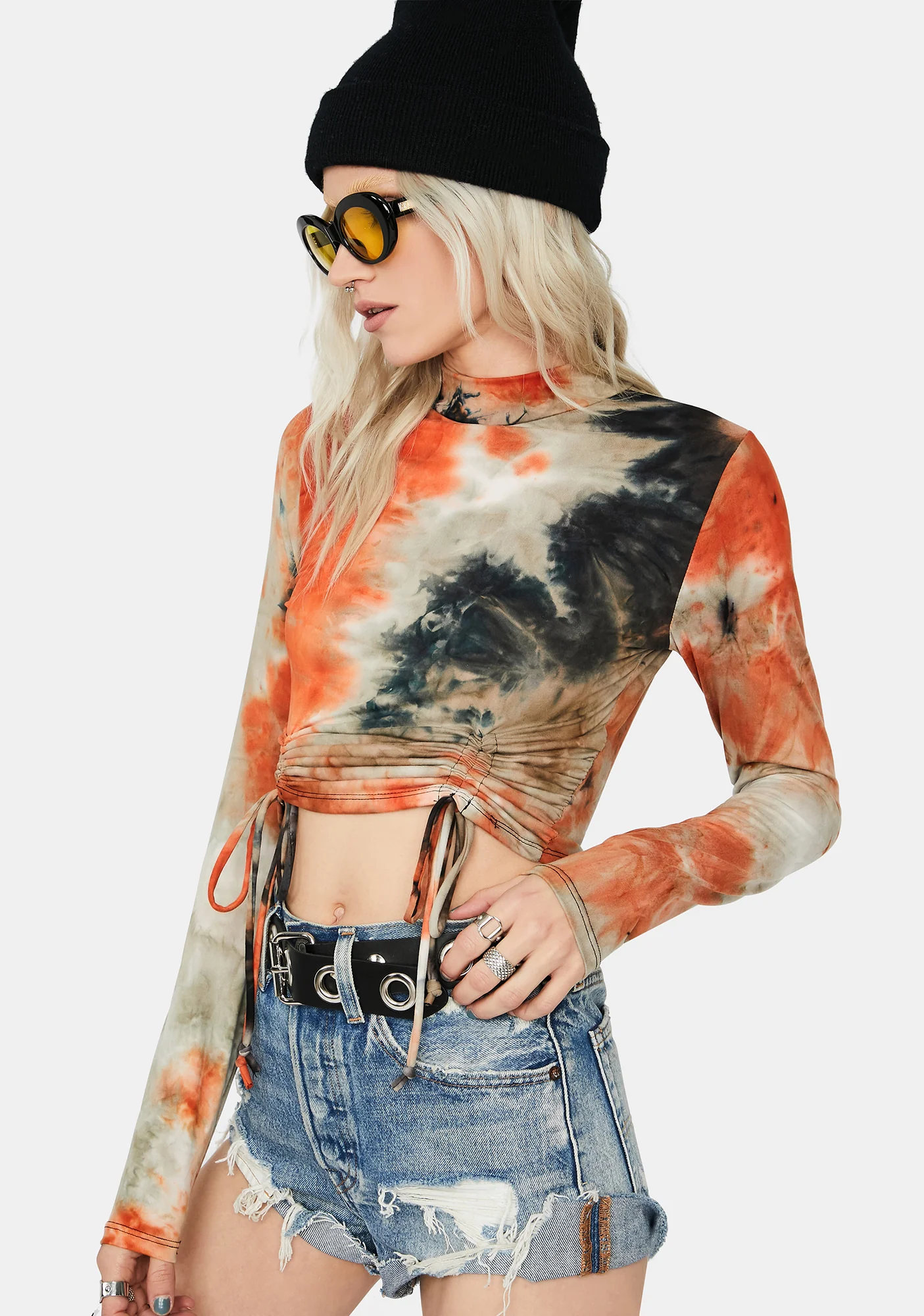 Days Pass Ruched Tie Dye Crop Top - Image 2