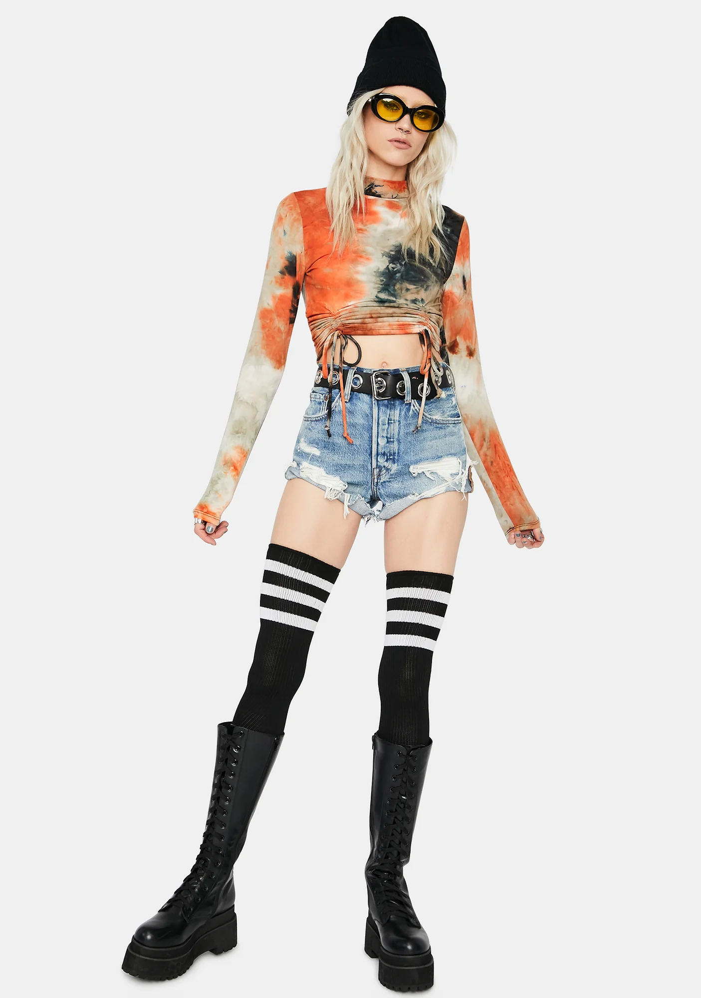 Days Pass Ruched Tie Dye Crop Top - Image 3