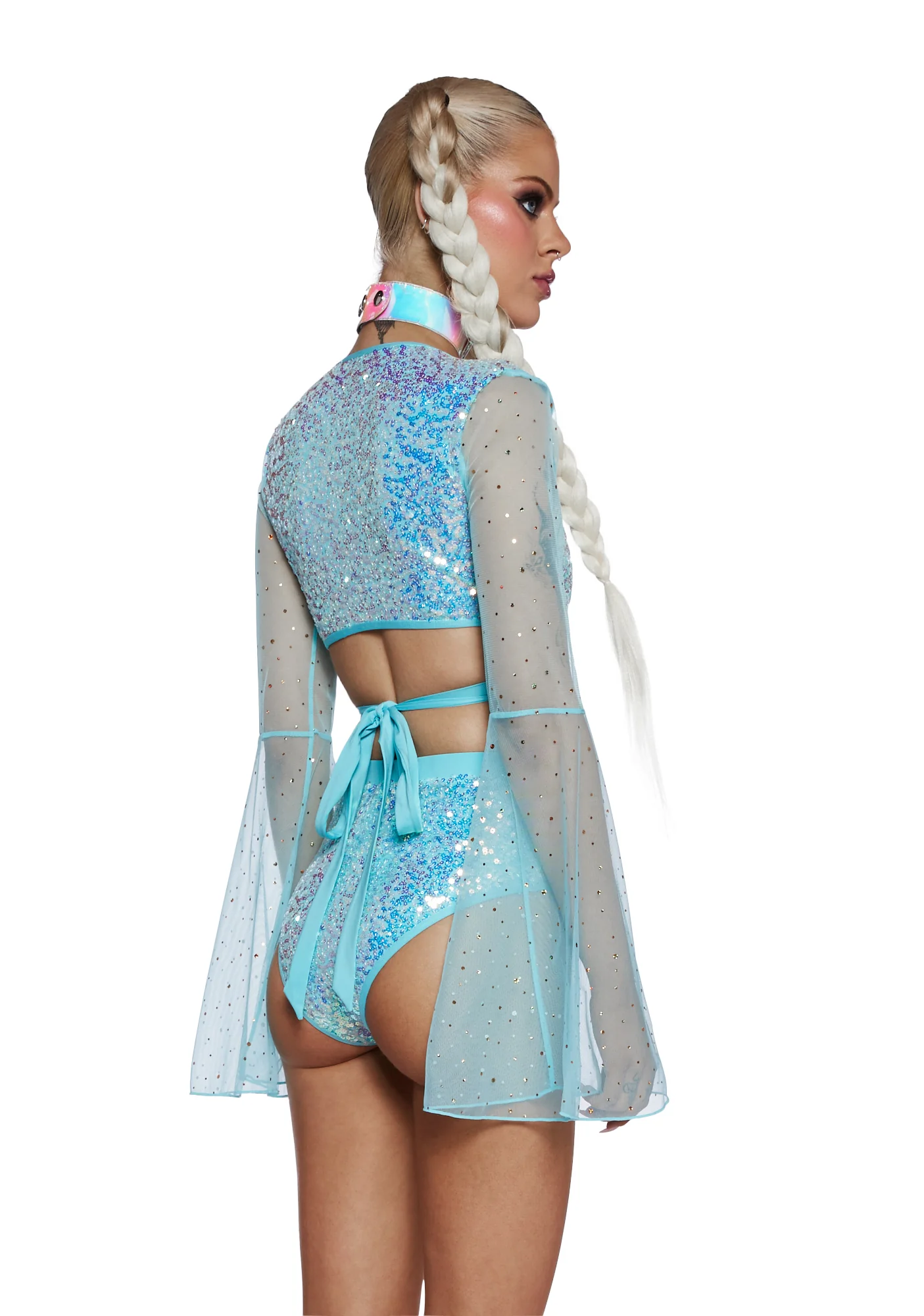 Dazed Dreamer Sequin Wrap Top - Green - Image 4