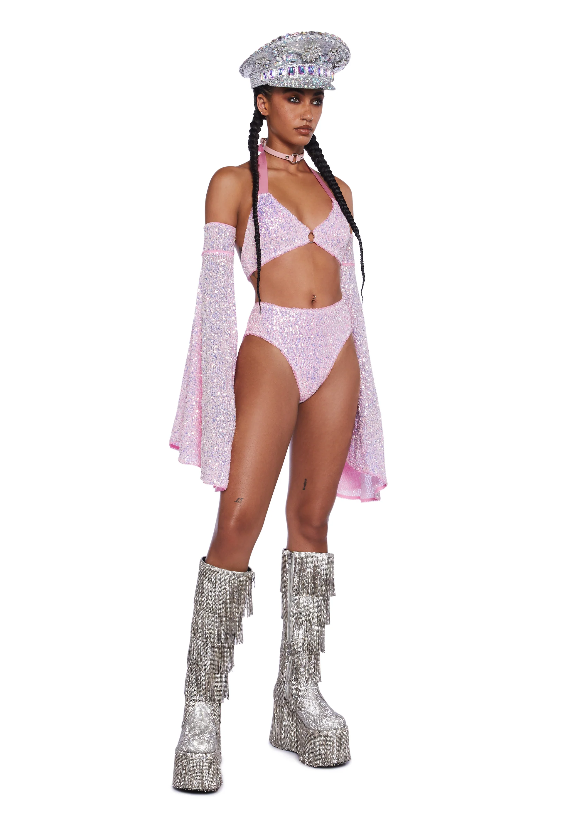 Dazzling Daydream Long Sleeve Crop Top - Pink - Image 2