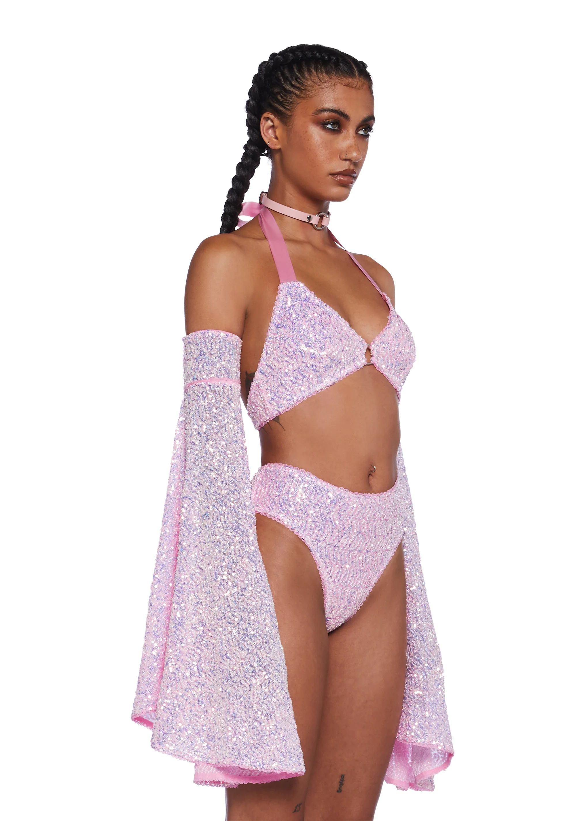 Dazzling Daydream Long Sleeve Crop Top - Pink - Image 3