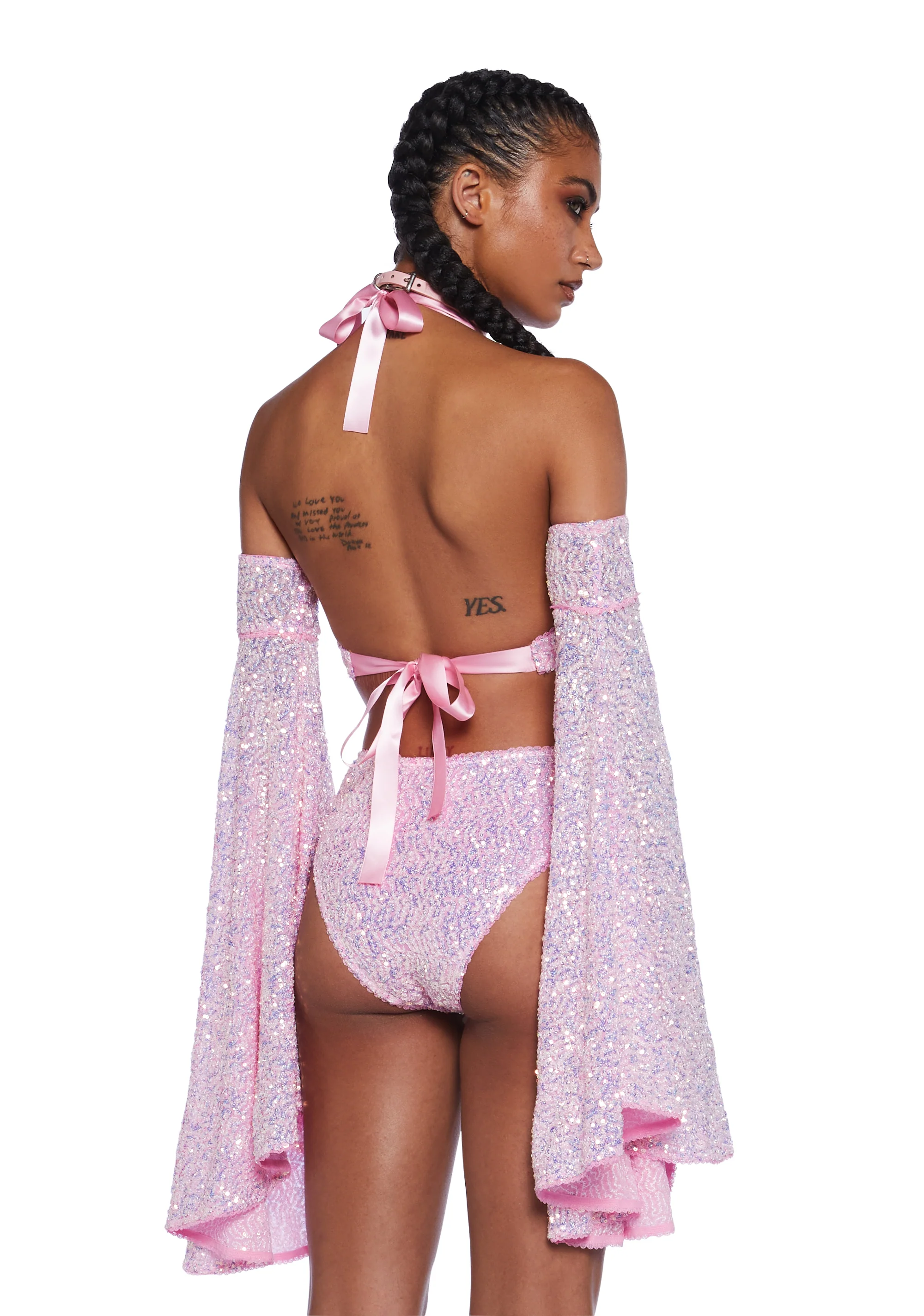 Dazzling Daydream Long Sleeve Crop Top - Pink - Image 4