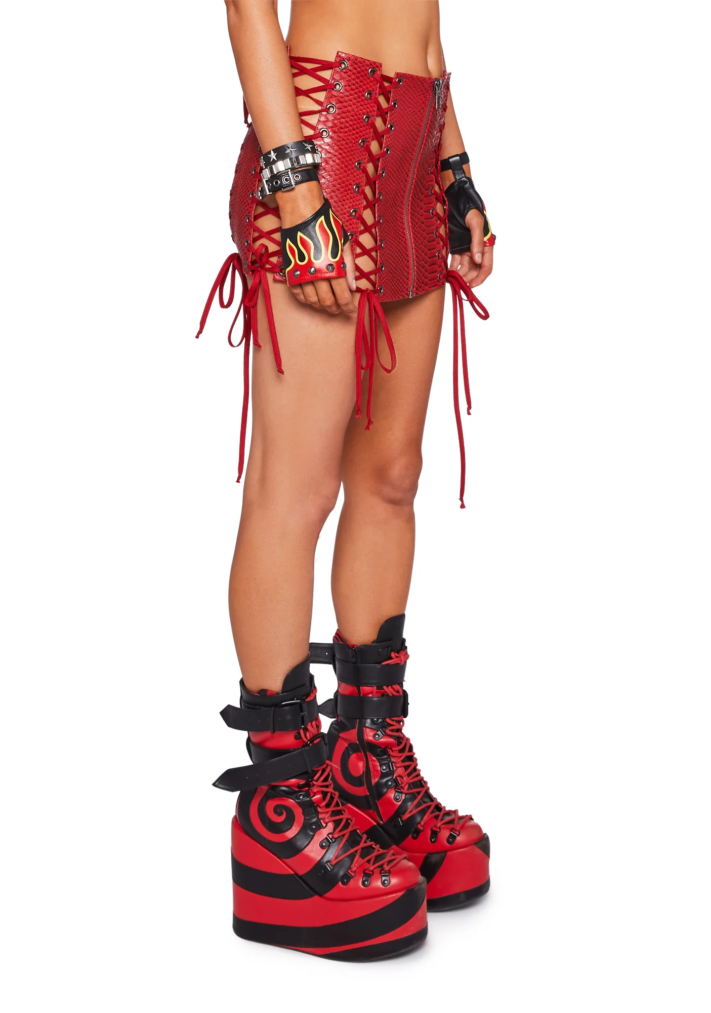 Deadly Dose Snakeskin Skirt - Red - Image 3
