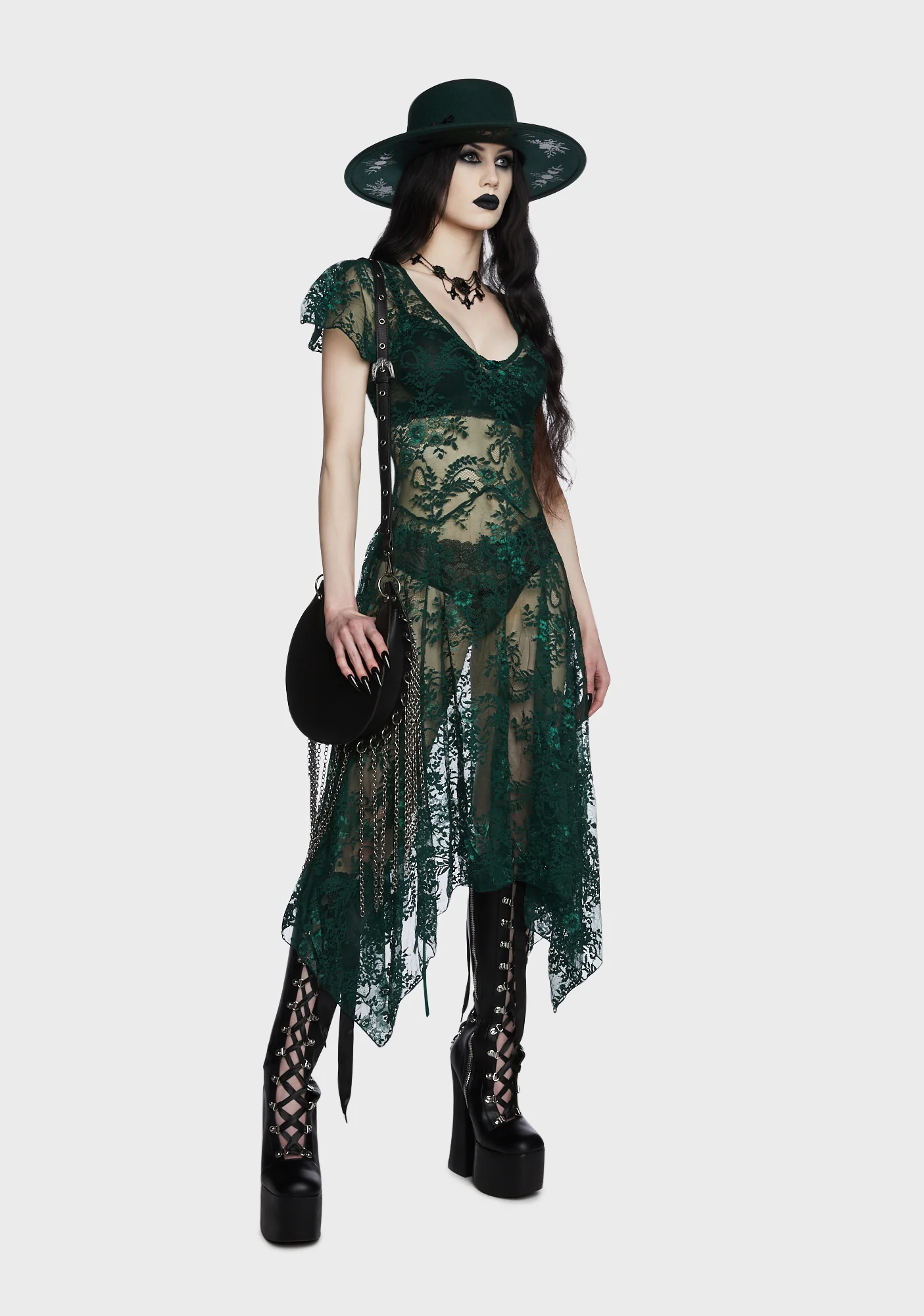 Dearly Departed Lace Dress - Emerald - Image 6
