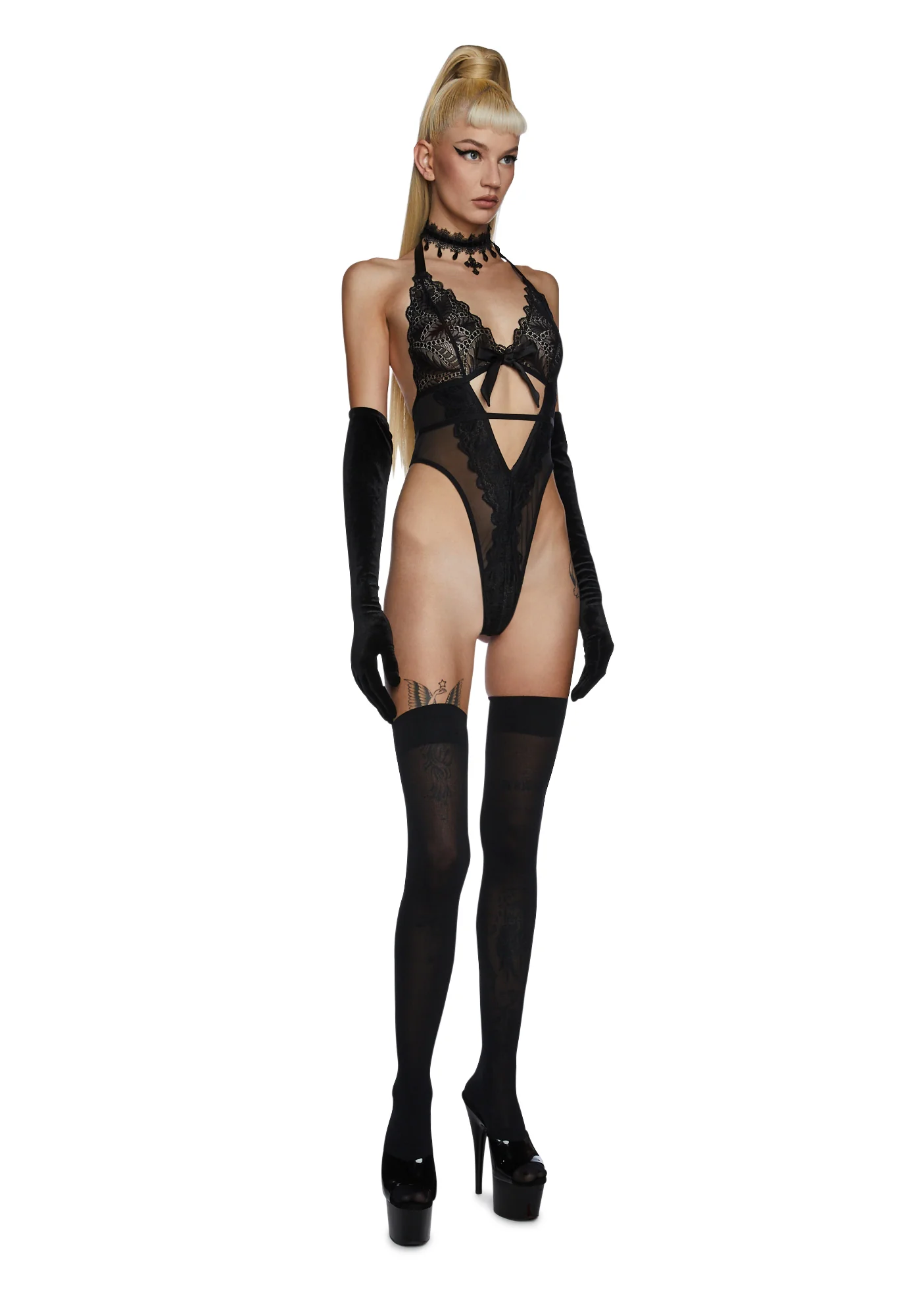 Dee Eyelash Lace And Mesh Bodysuit - Image 2