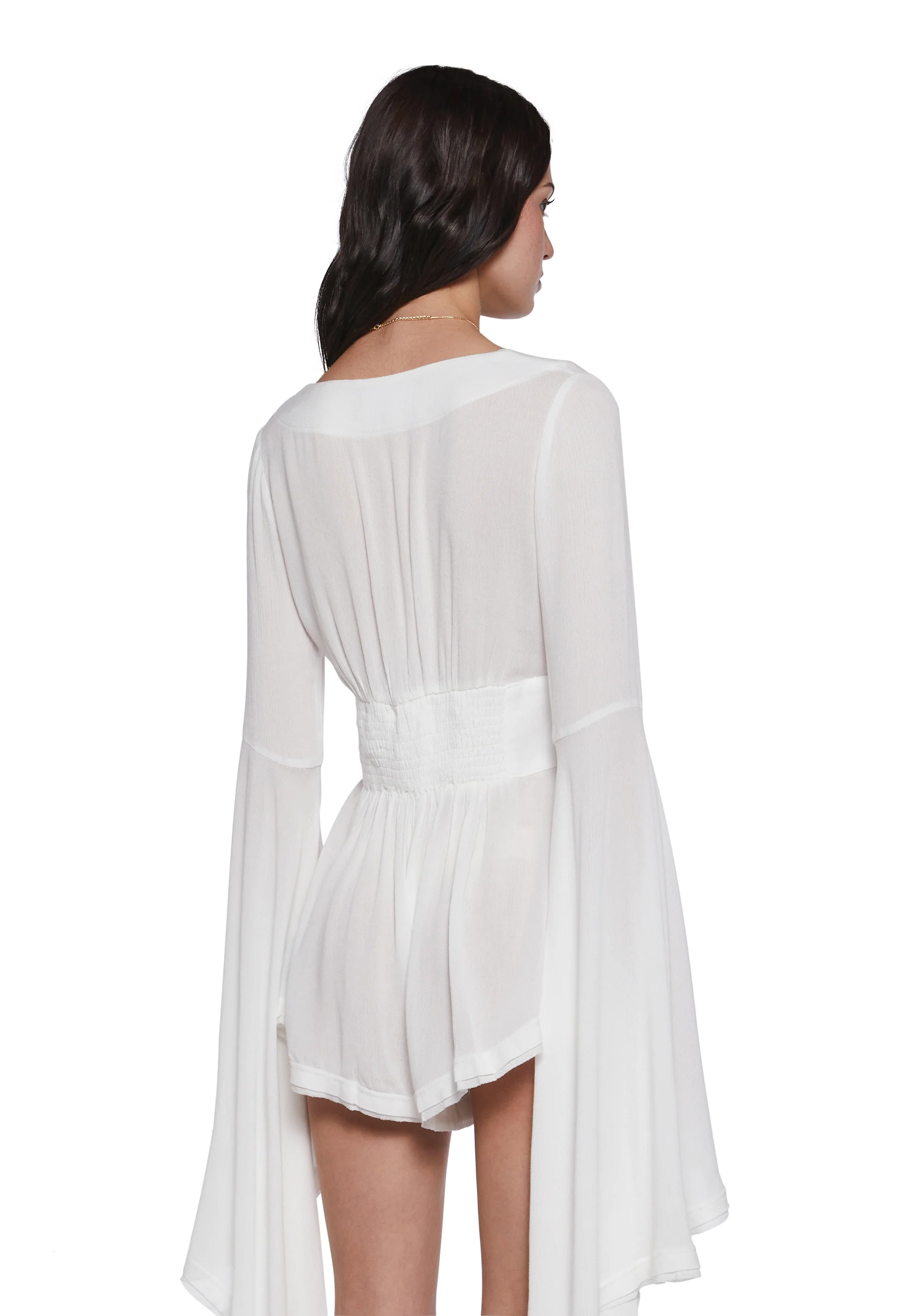Soulful Bliss Long Sleeve Romper - Off White - Image 4
