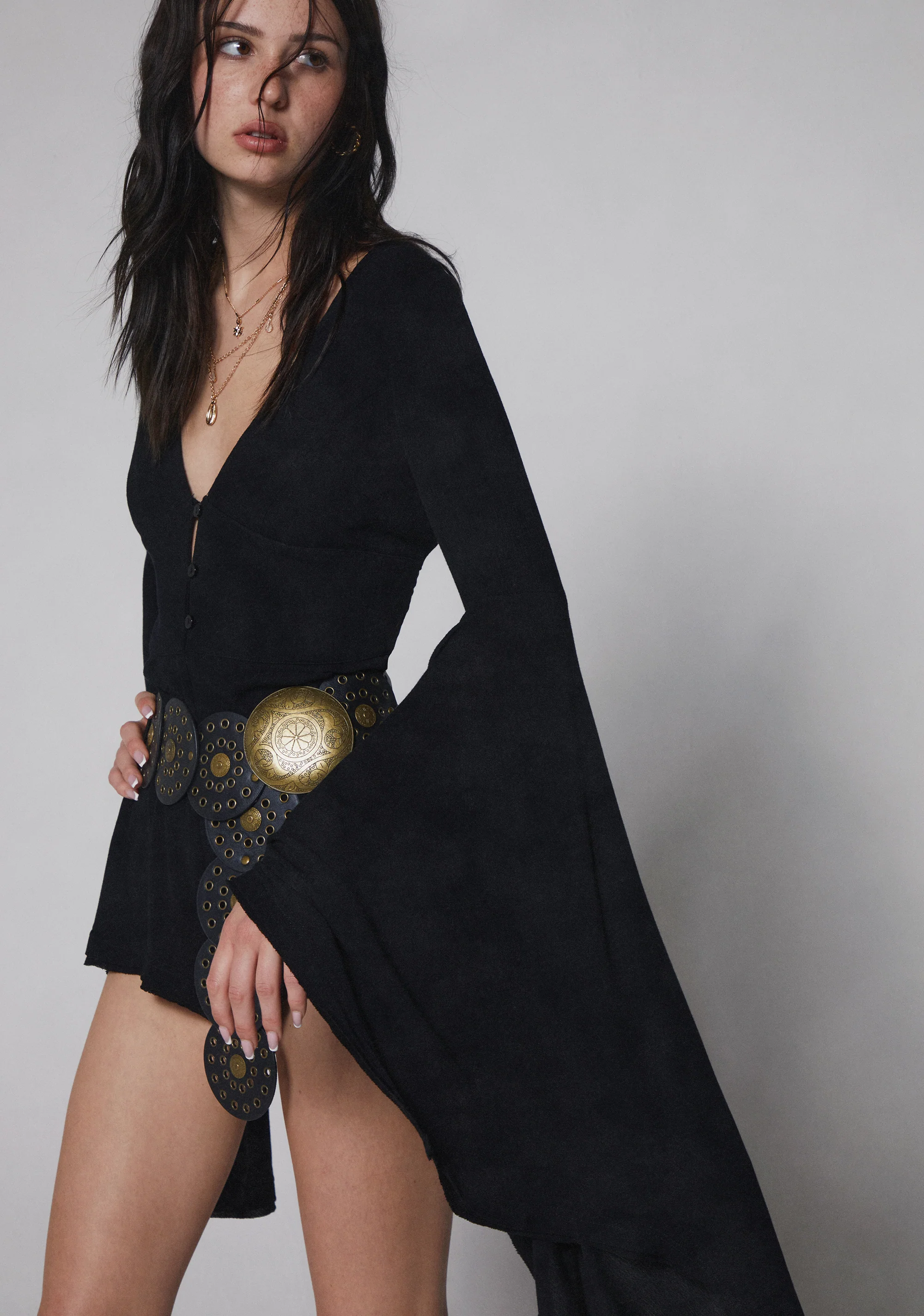 Soulful Bliss Long Sleeve Romper - Black - Image 7