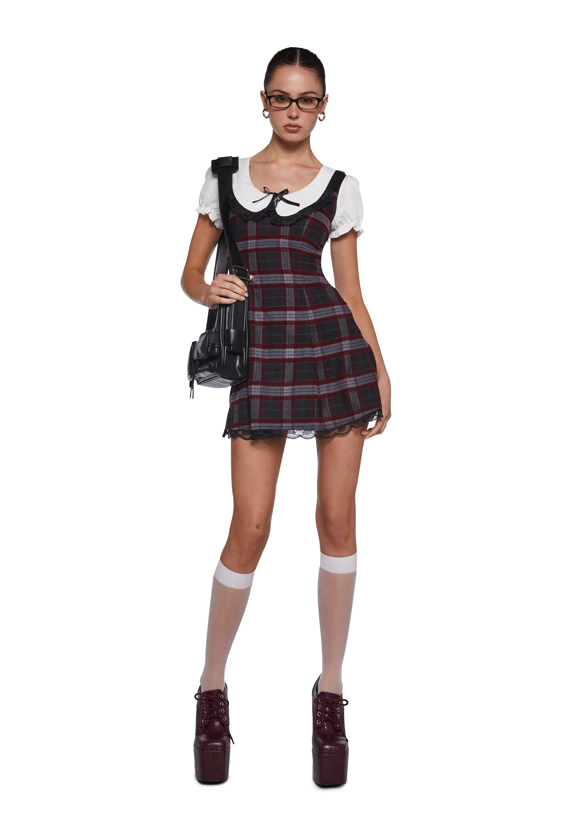 Dark Academia Plaid Dress - Image 2