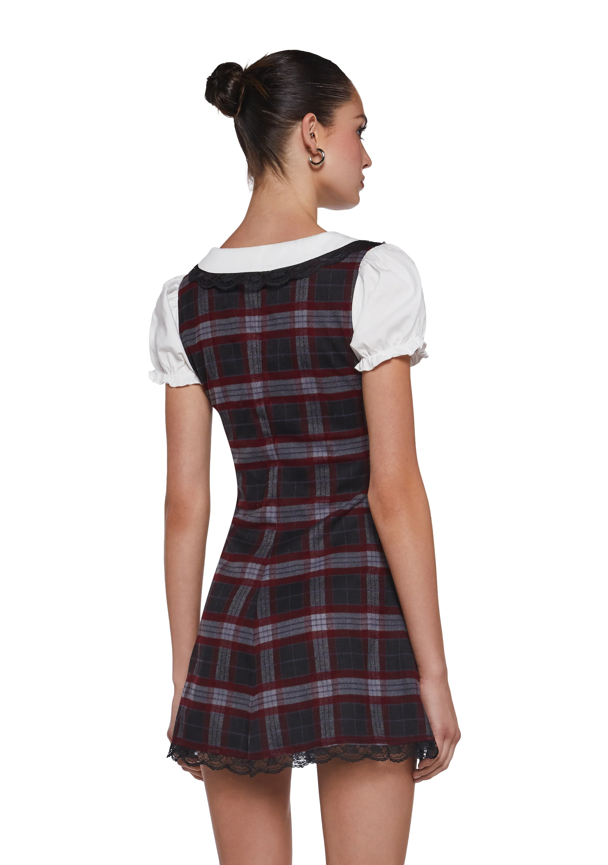 Dark Academia Plaid Dress - Image 4