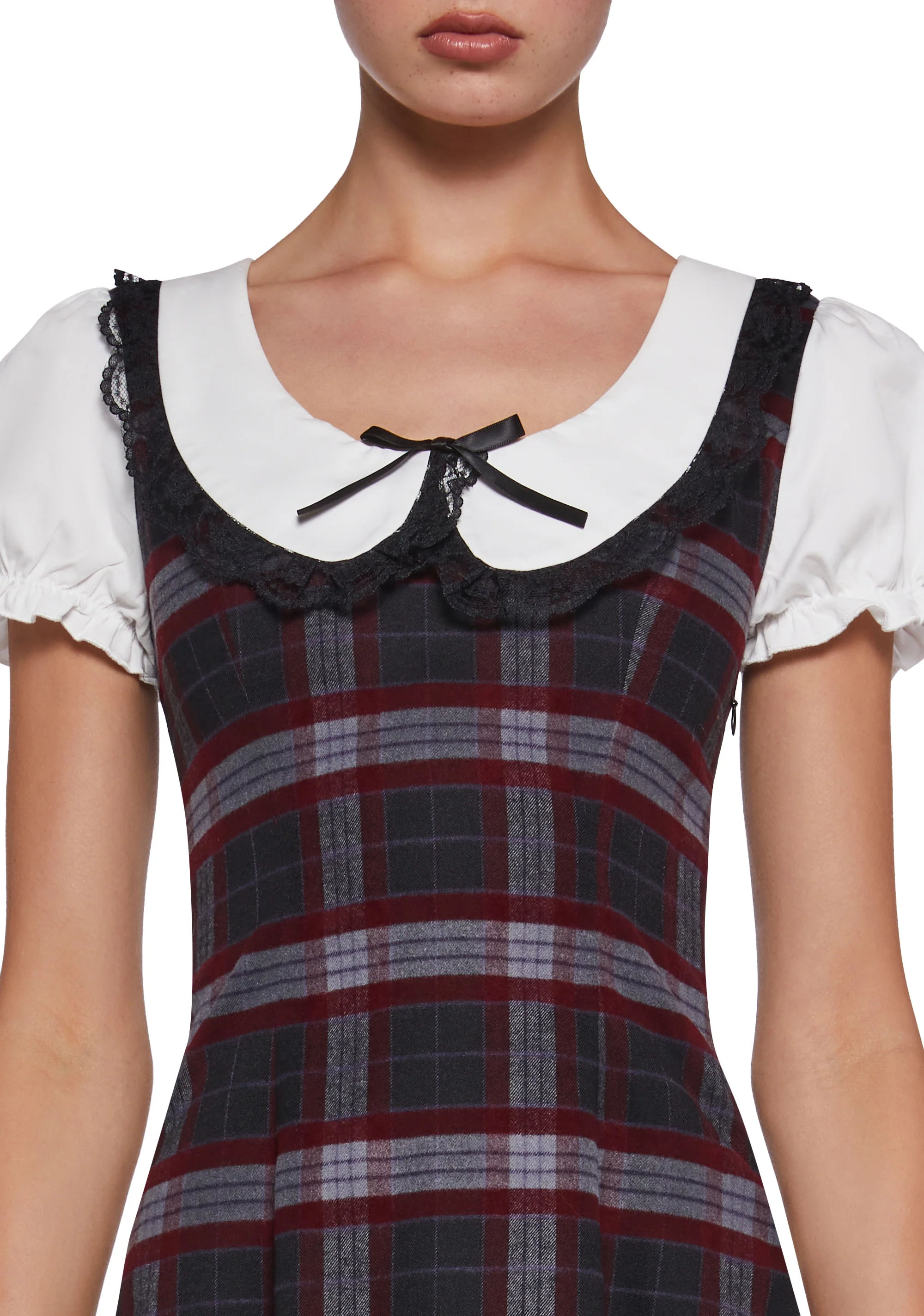 Dark Academia Plaid Dress - Image 5