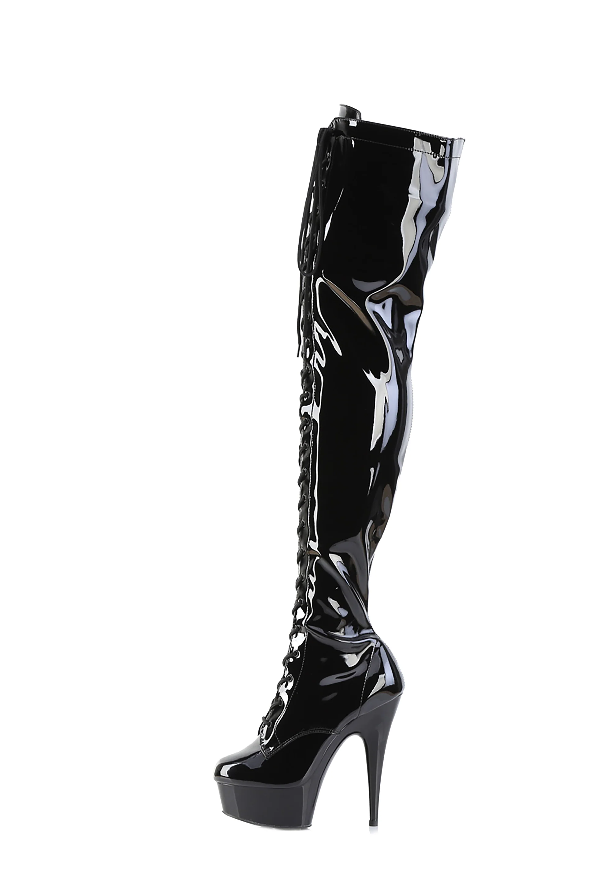 Delight-3019 Platform Thigh High Boots-Black - Image 3