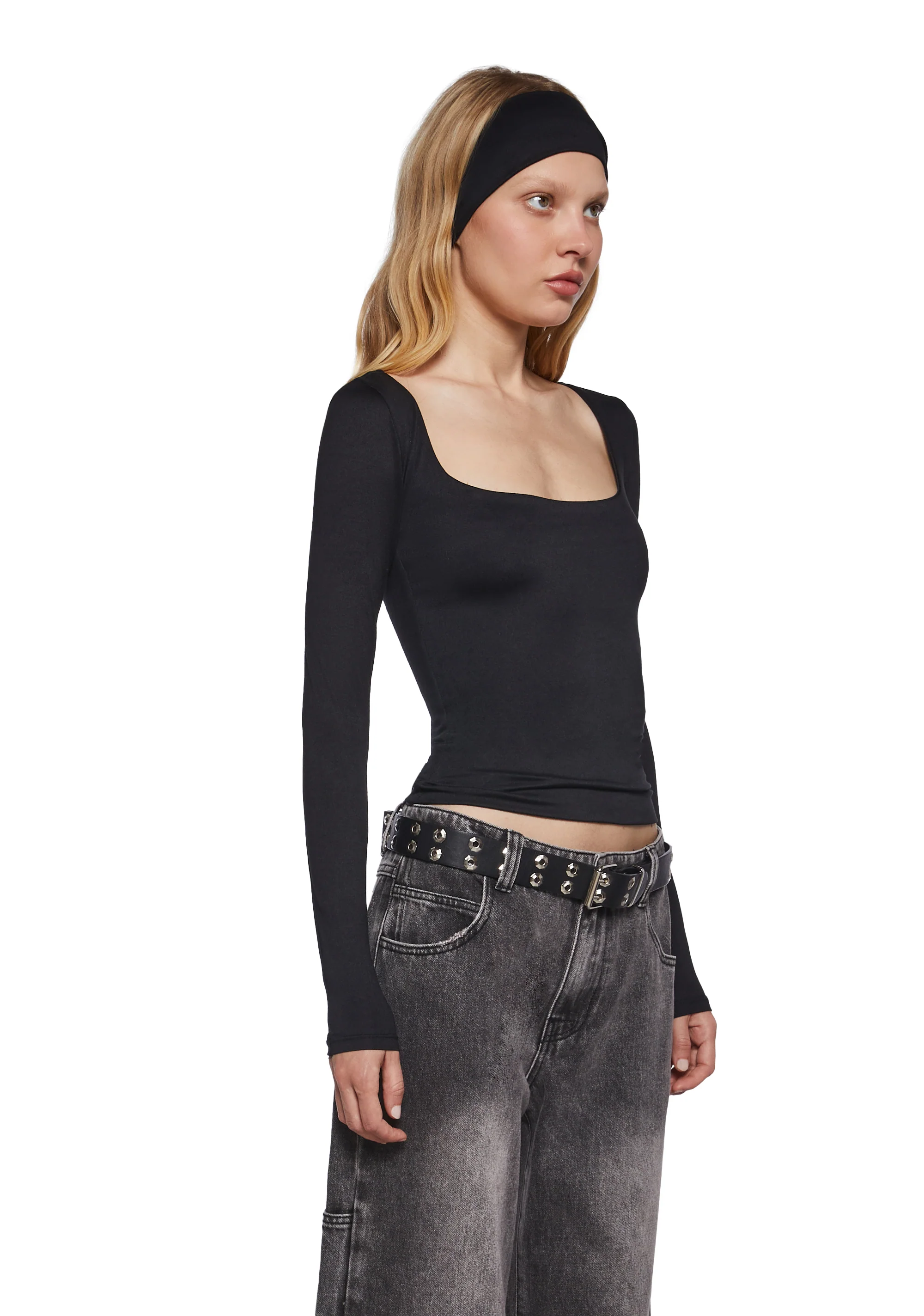 Demure Stare Top With Headband - Black - Image 3