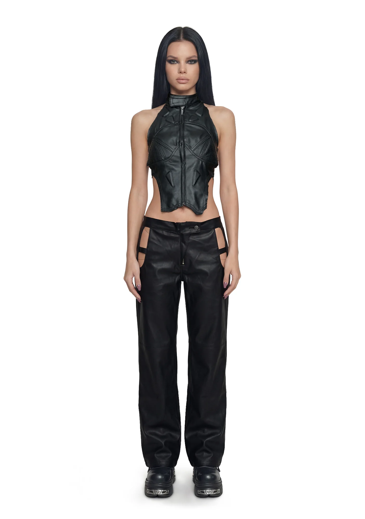 Denim Biker Top - Black - Image 2