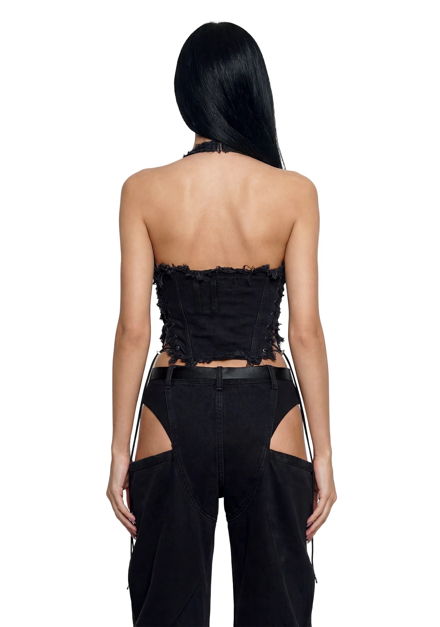 Denim Cone Corset - Black - Image 5