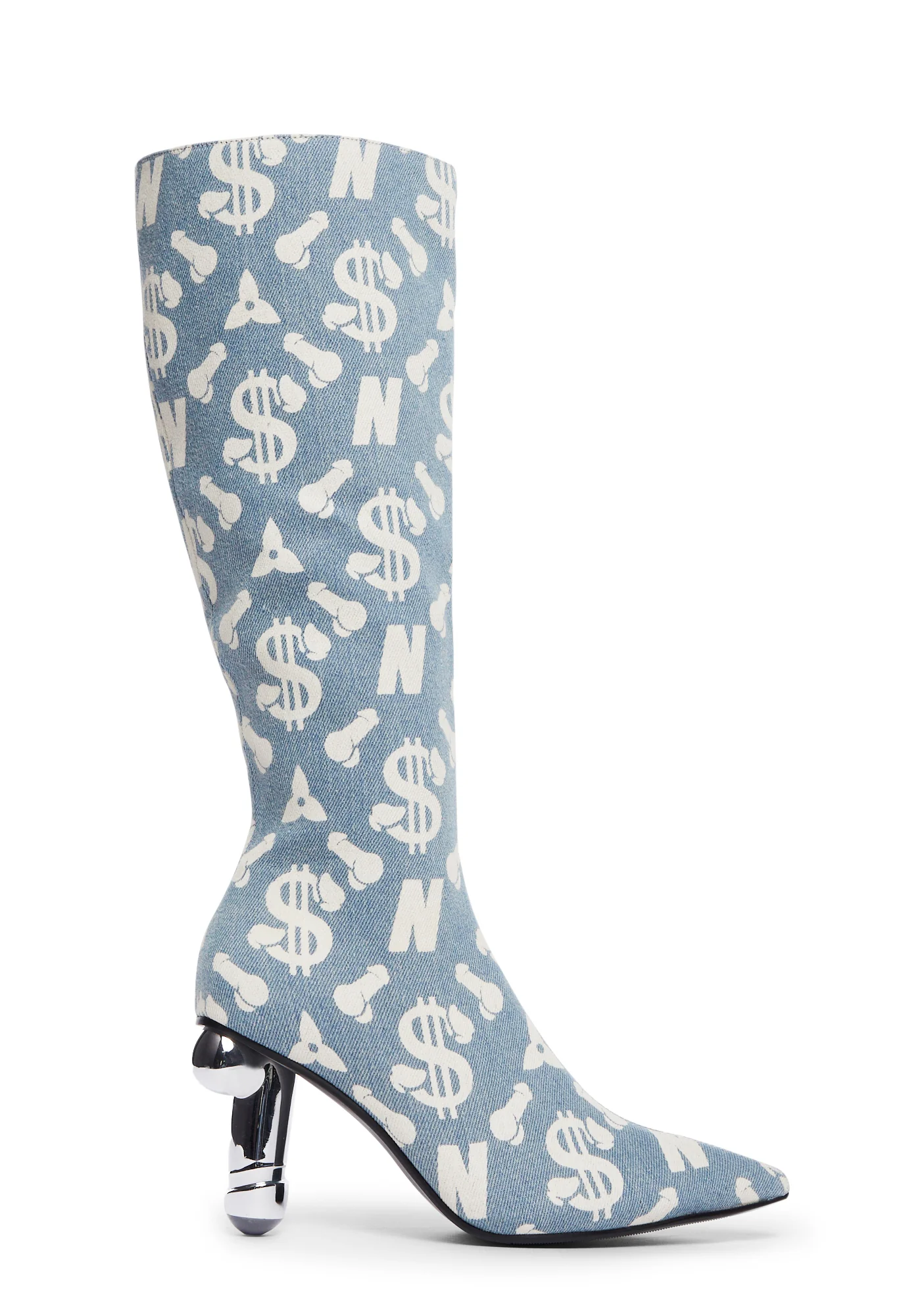 Denim Dick Heel Boots - Image 3