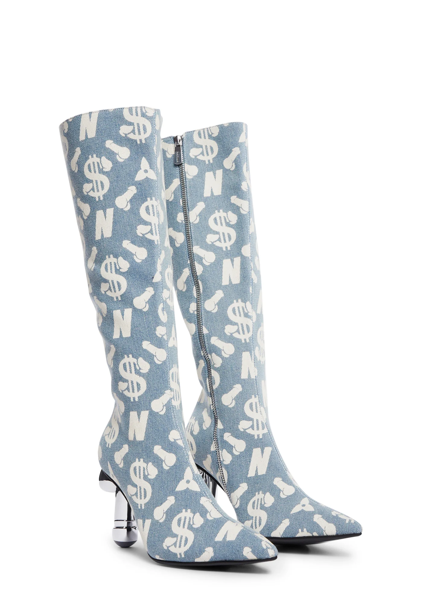 Denim Dick Heel Boots - Image 5