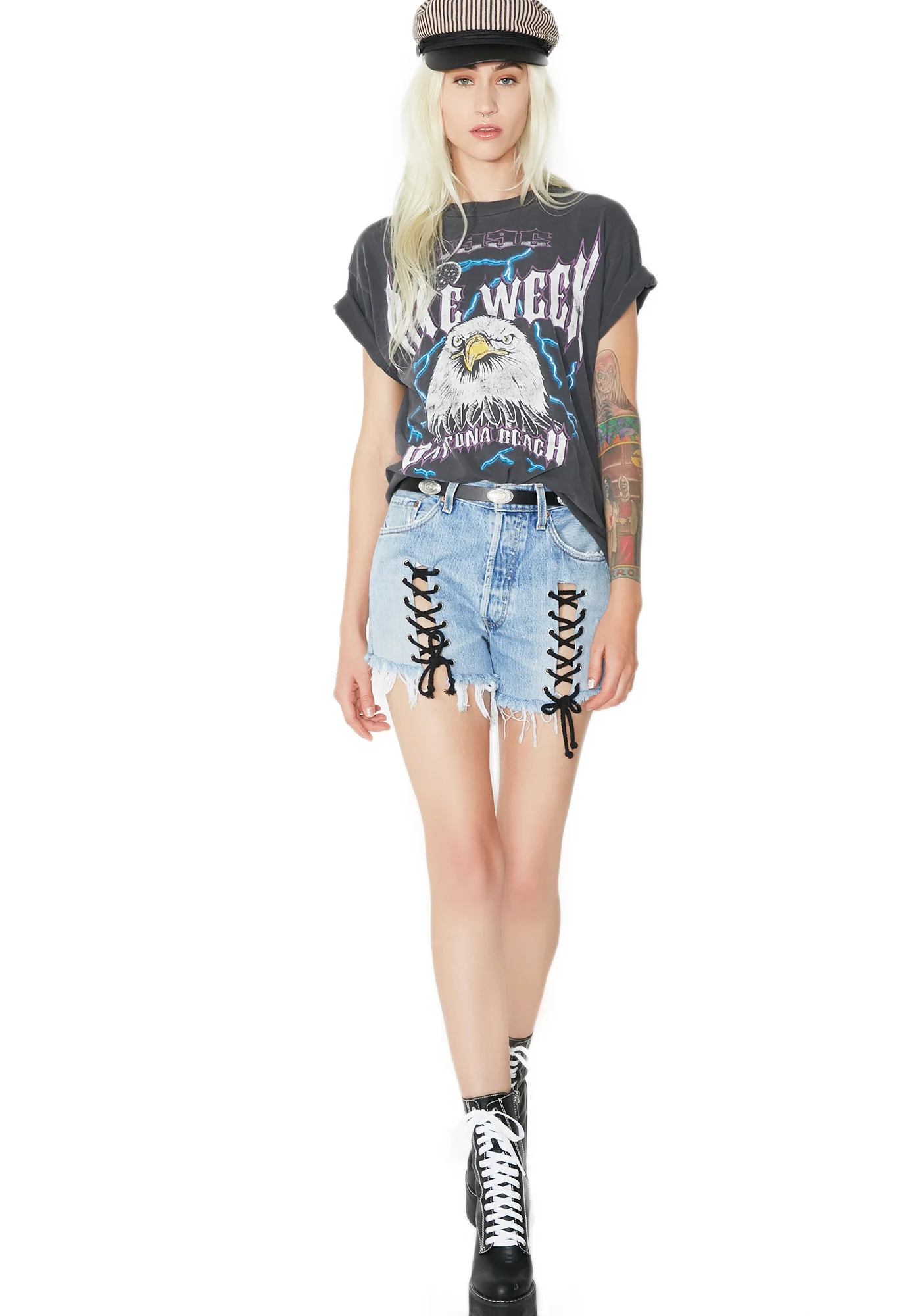 Denim Lace-Up Shorts - Image 5