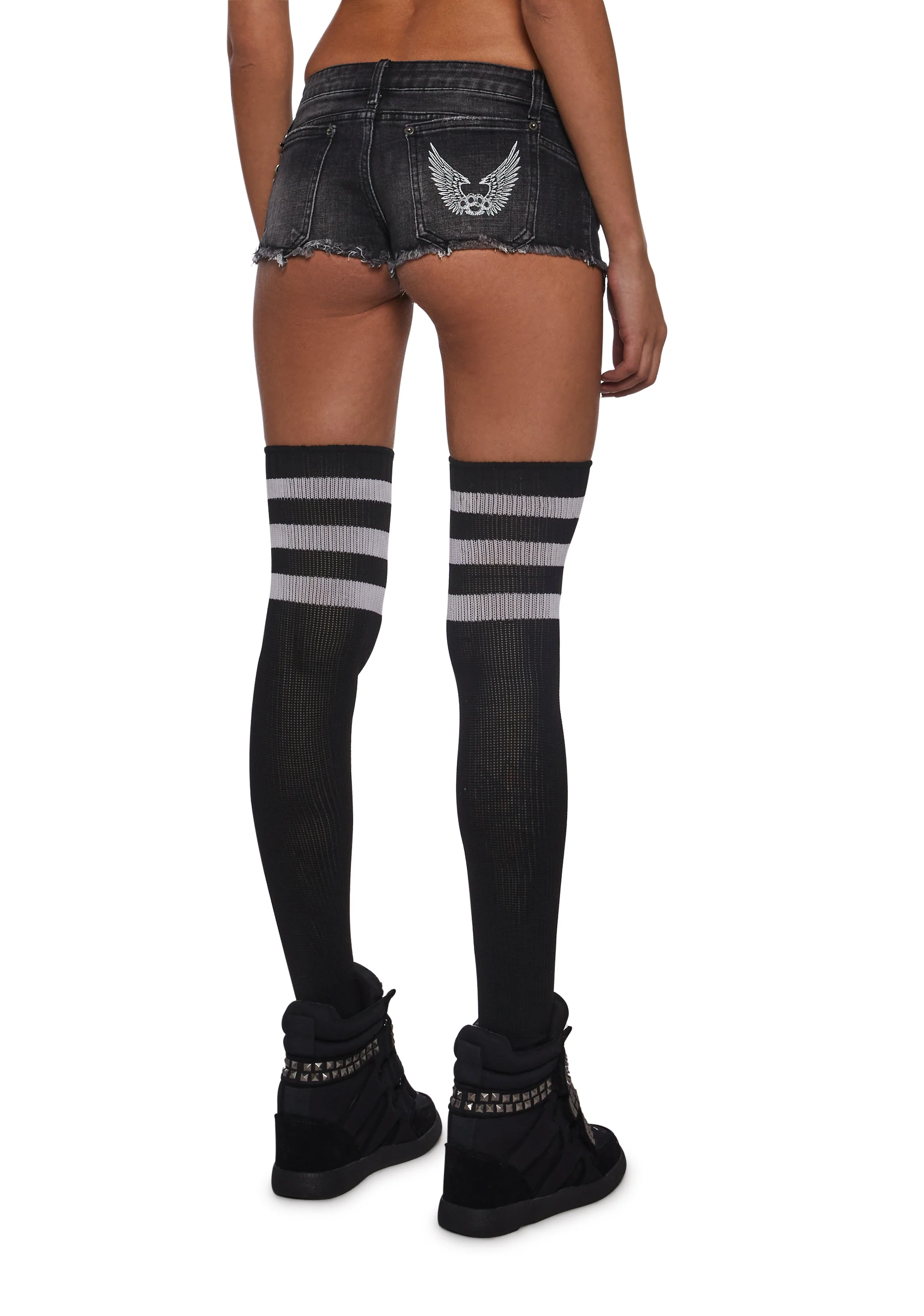 Ciska Brass Knuckle Denim Micro Shorts - Image 4