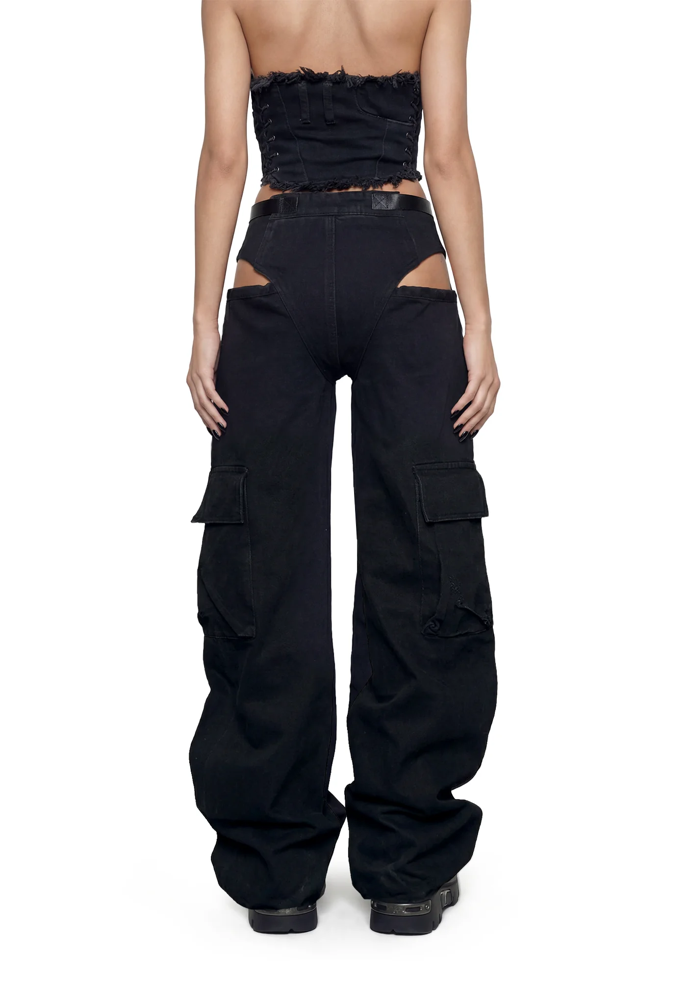 Denim Panty Trousers - Black - Image 3