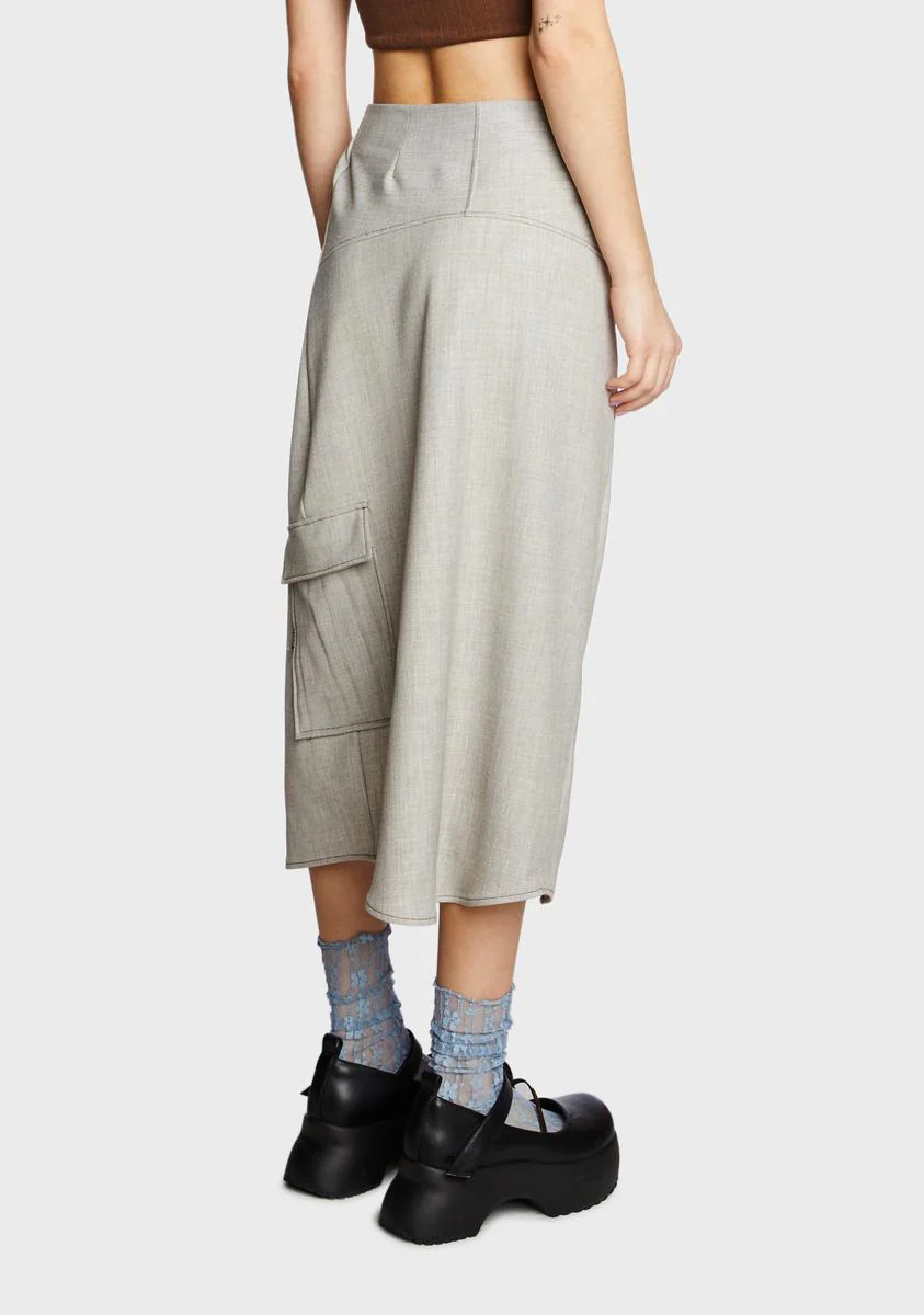Denim Tie Long Skirt - Image 4