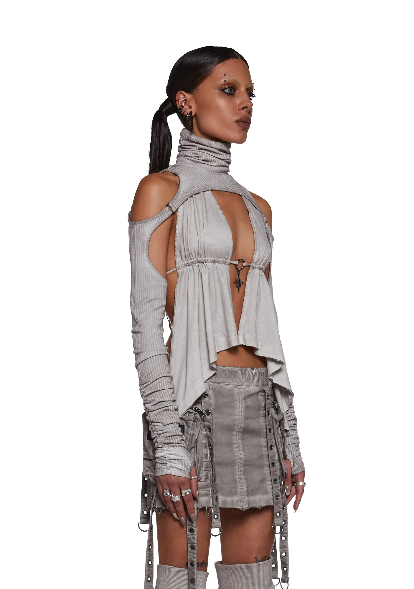 Frequency Scarf Top With Shrug - Sand - Image 5
