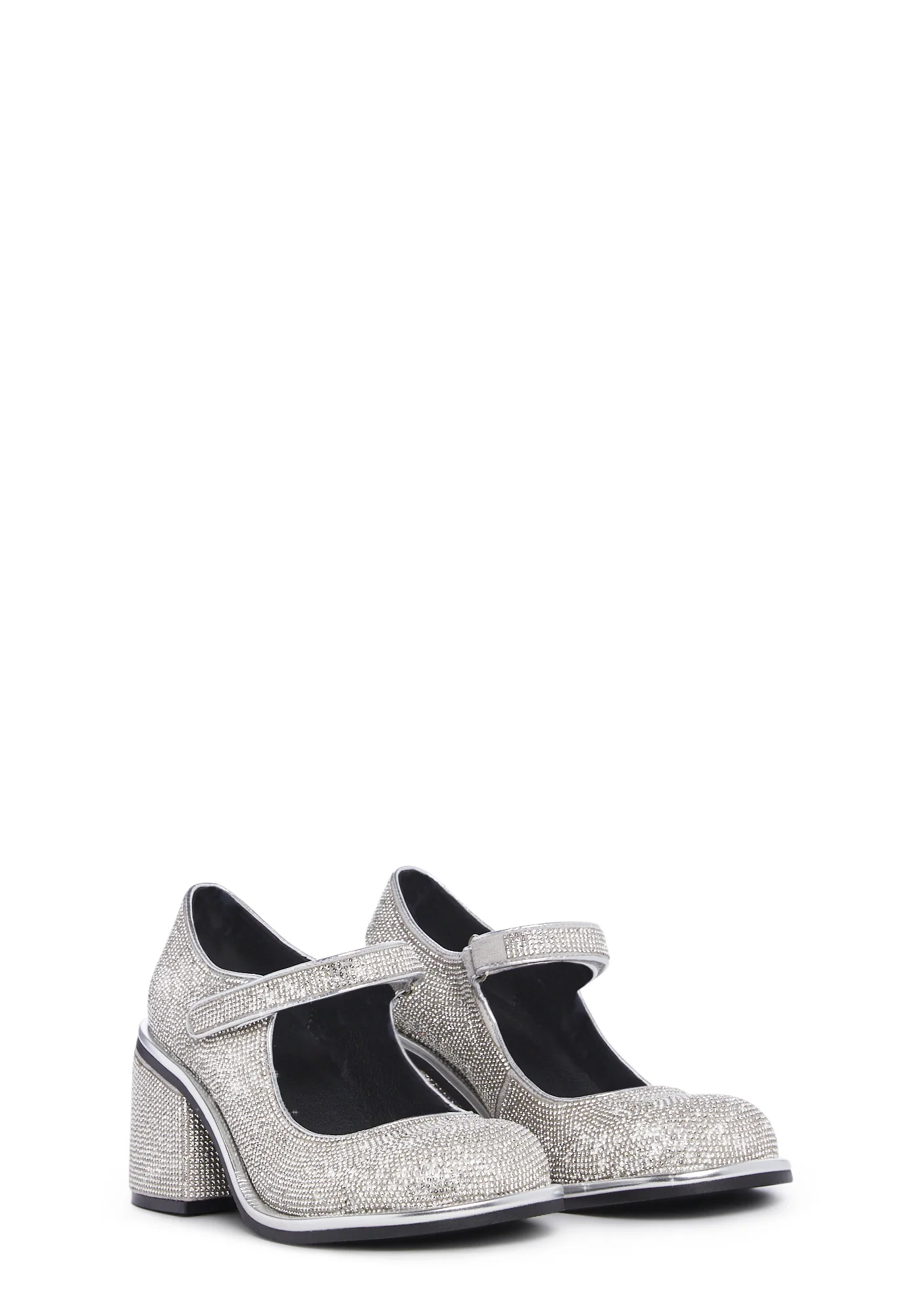 Desire Me Rhinestone Mary Janes - Silver - Image 3