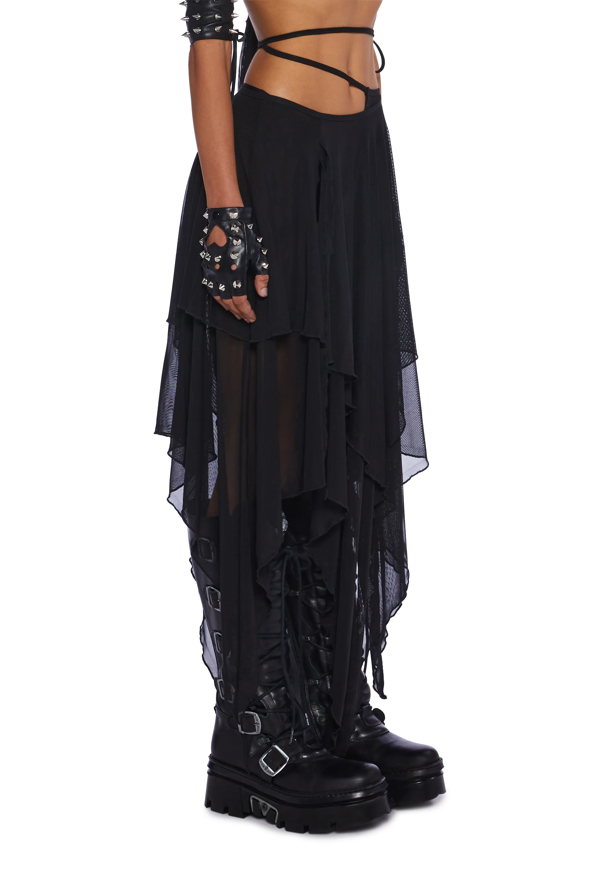 Desolate Dystopia Midi Skirt - Black - Image 4