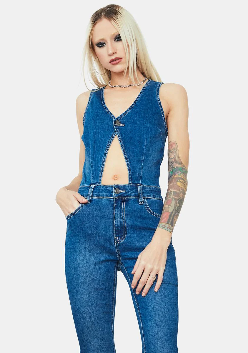 Destination Anywhere Denim Flare Jumpsuit - Image 2