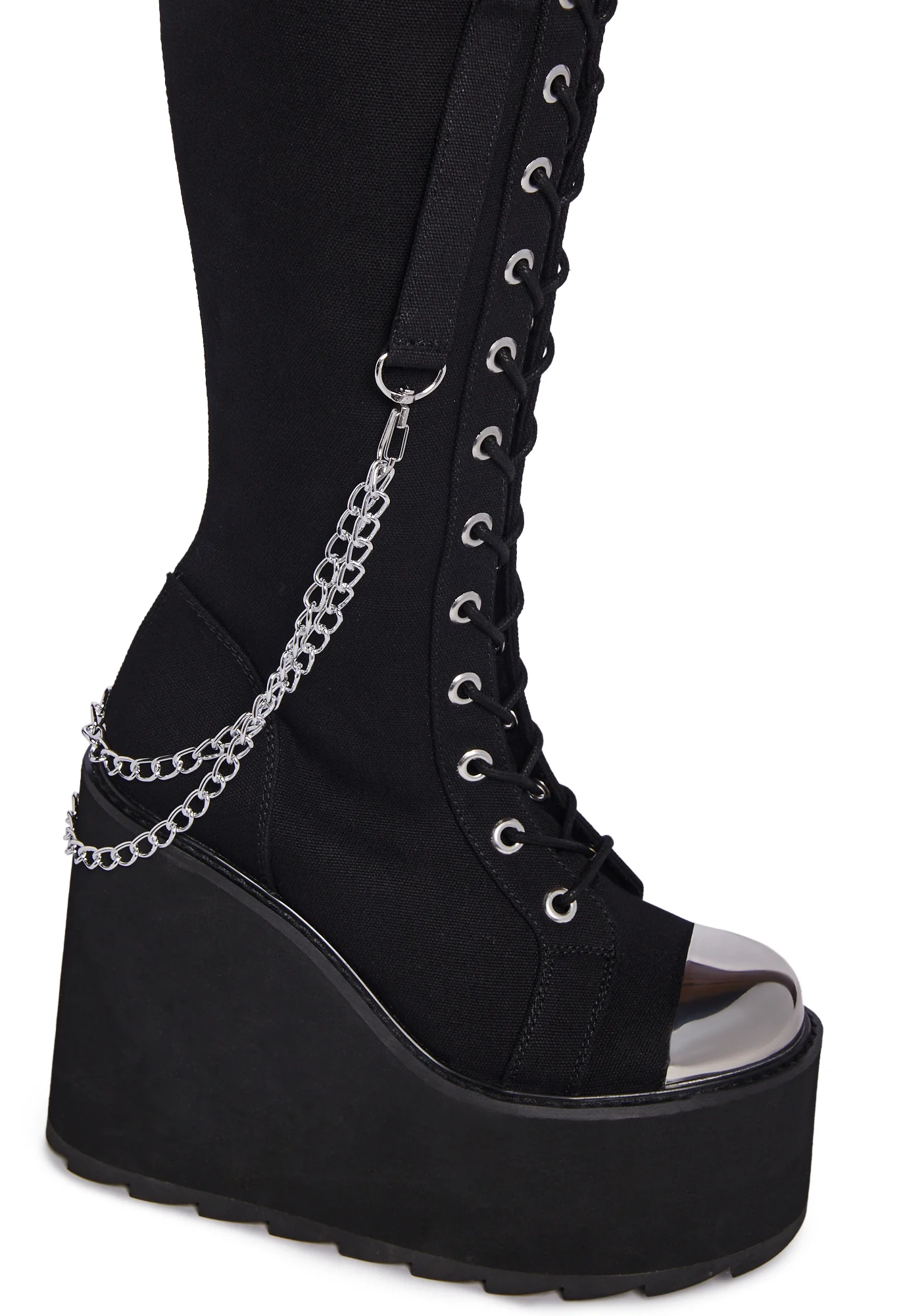 Detention Bondage Platform Boots - Black/Silver - Image 2