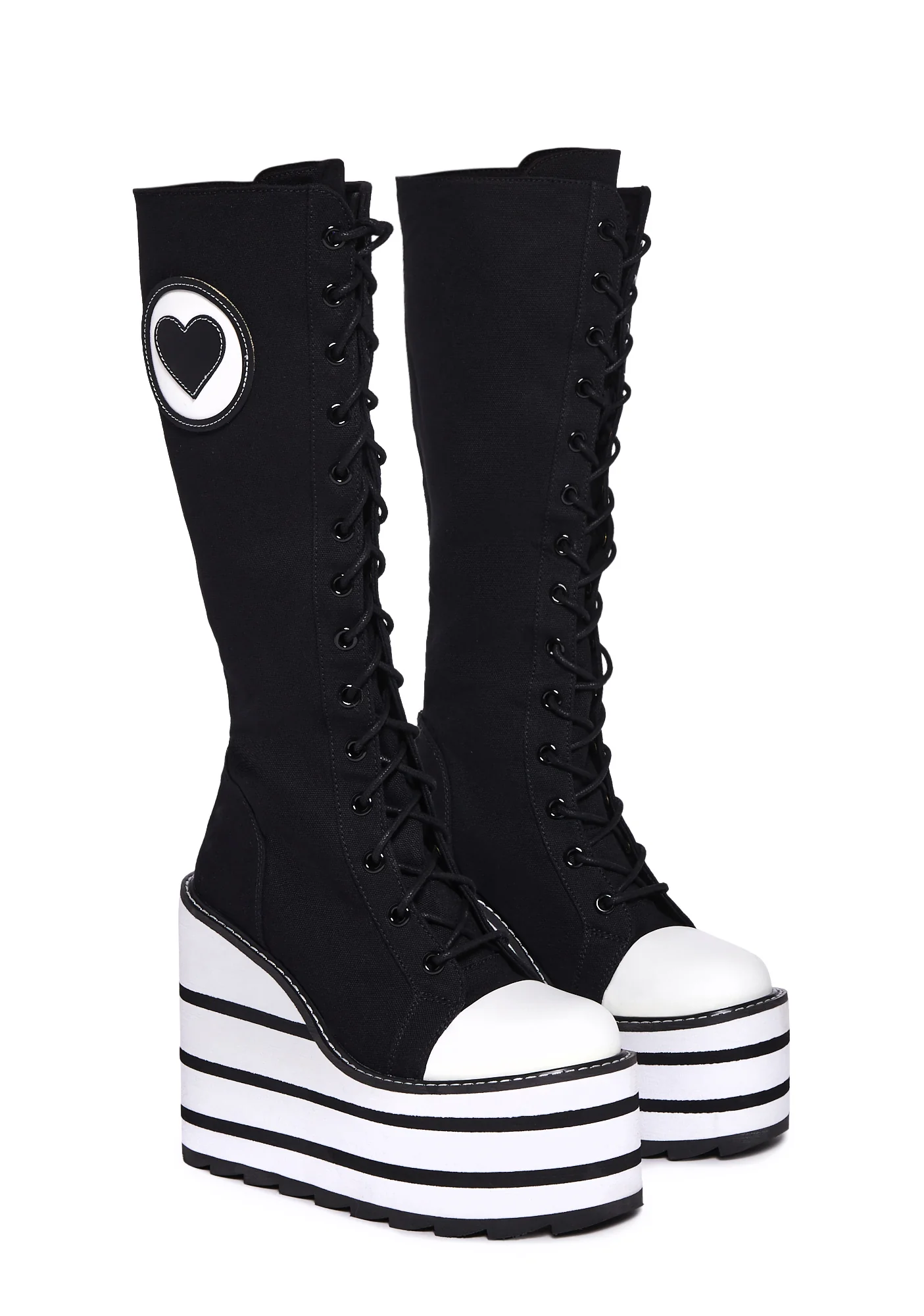 Detention Bondage Platform Boots - Black/White - Image 3