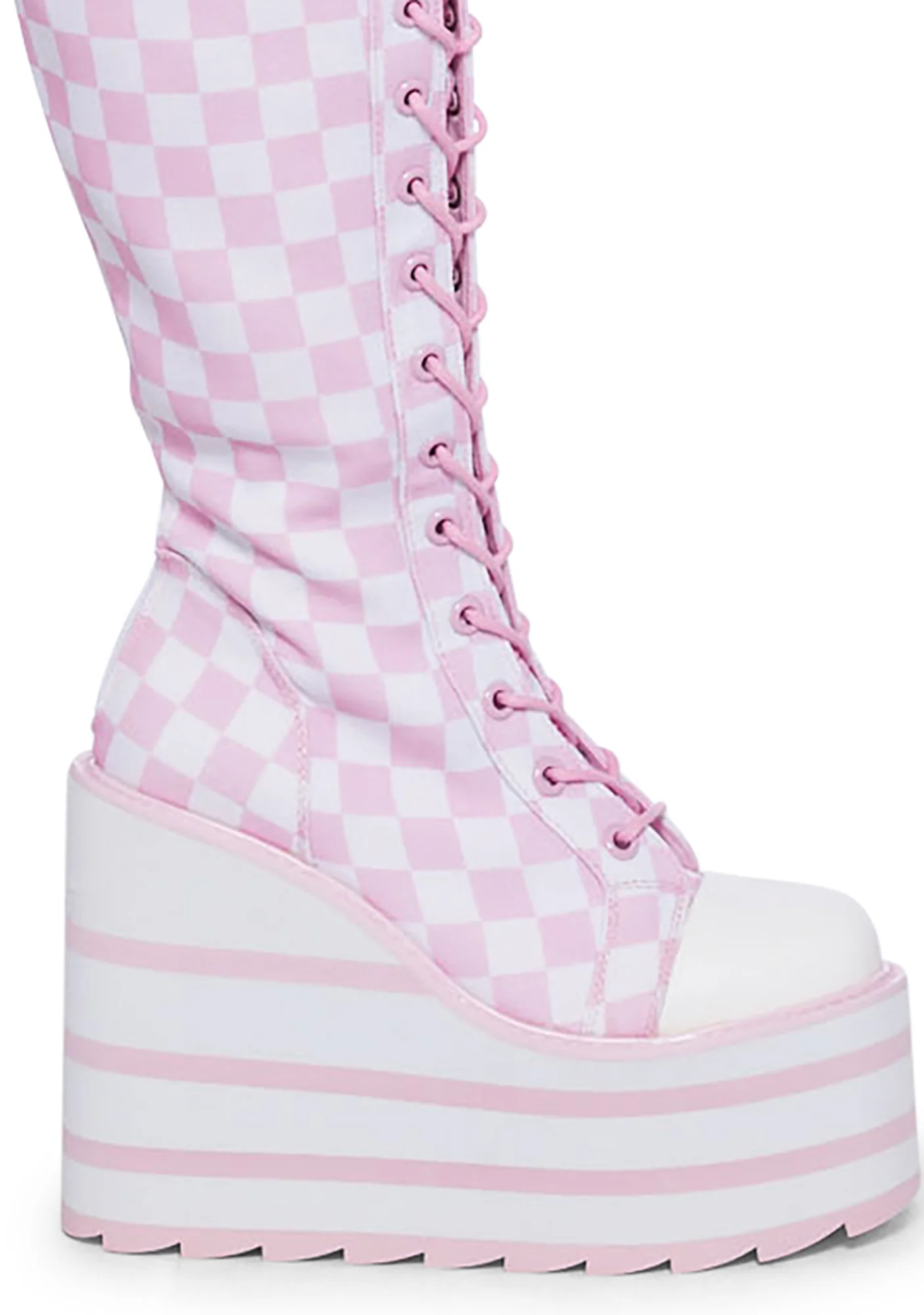 Detention Bondage Platform Boots - Pink Checkered - Image 2